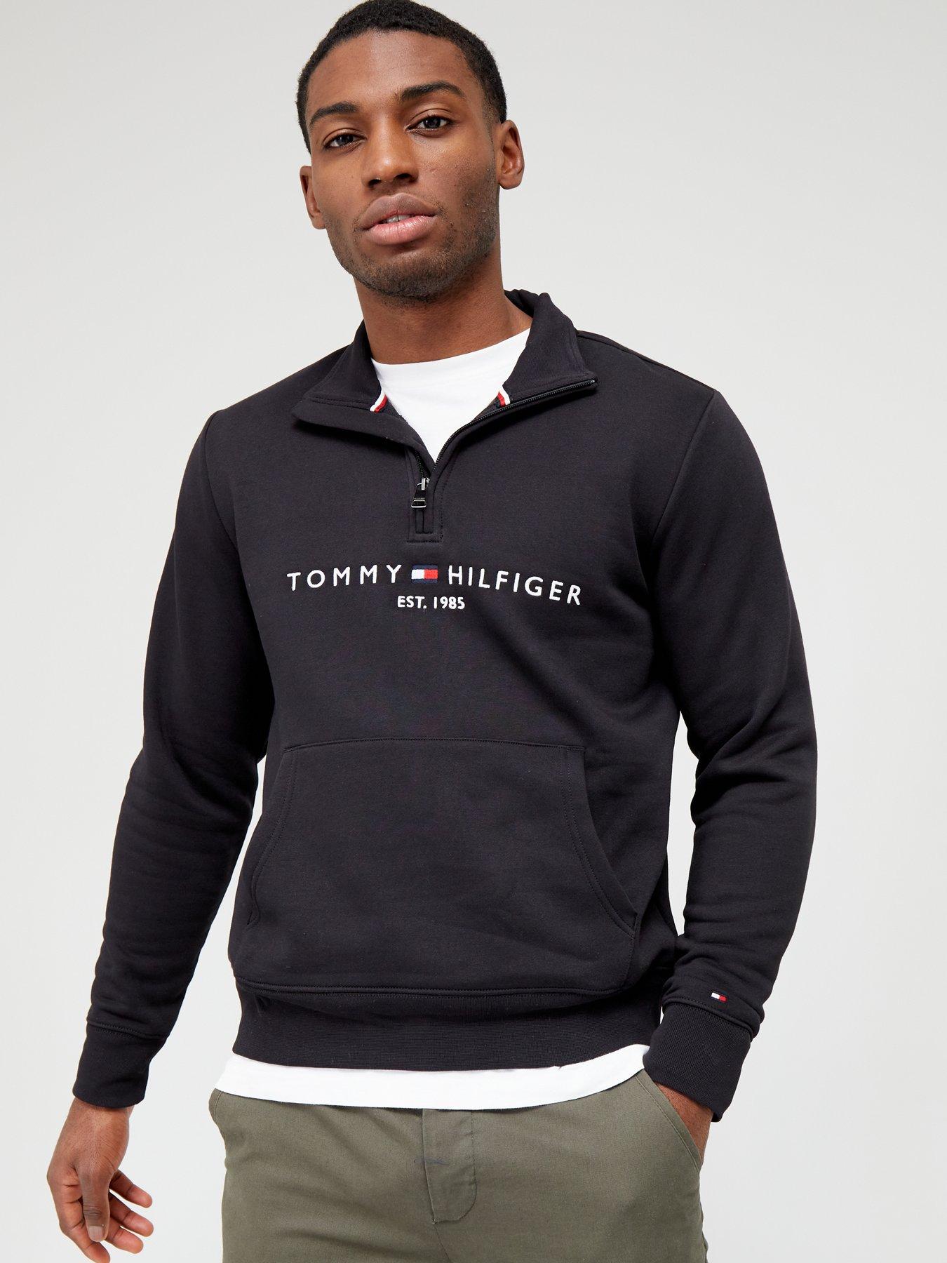 Tommy Hilfiger Tommy Logo Quarter Zip Sweat - Black | Very Ireland