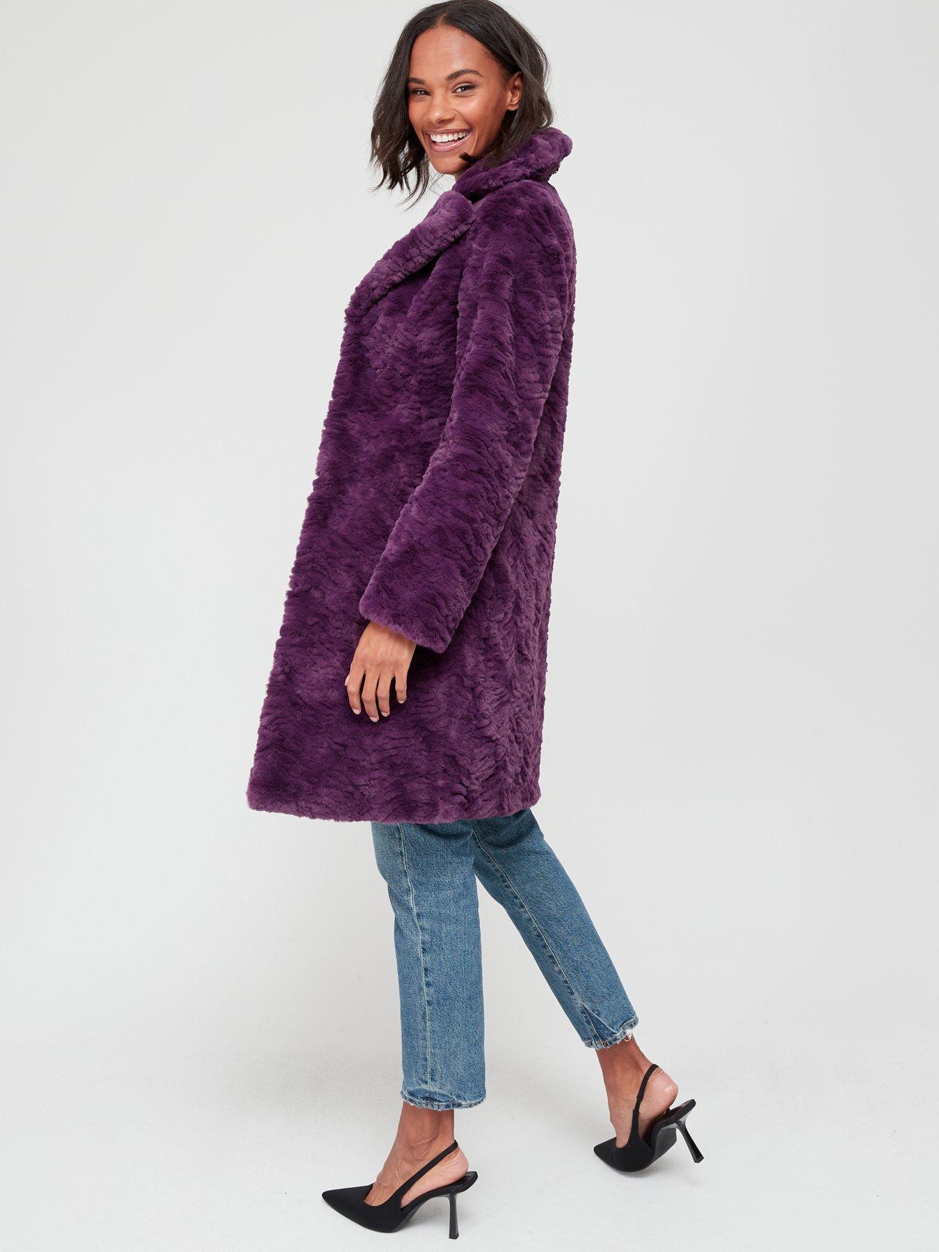 textured faux fur coat