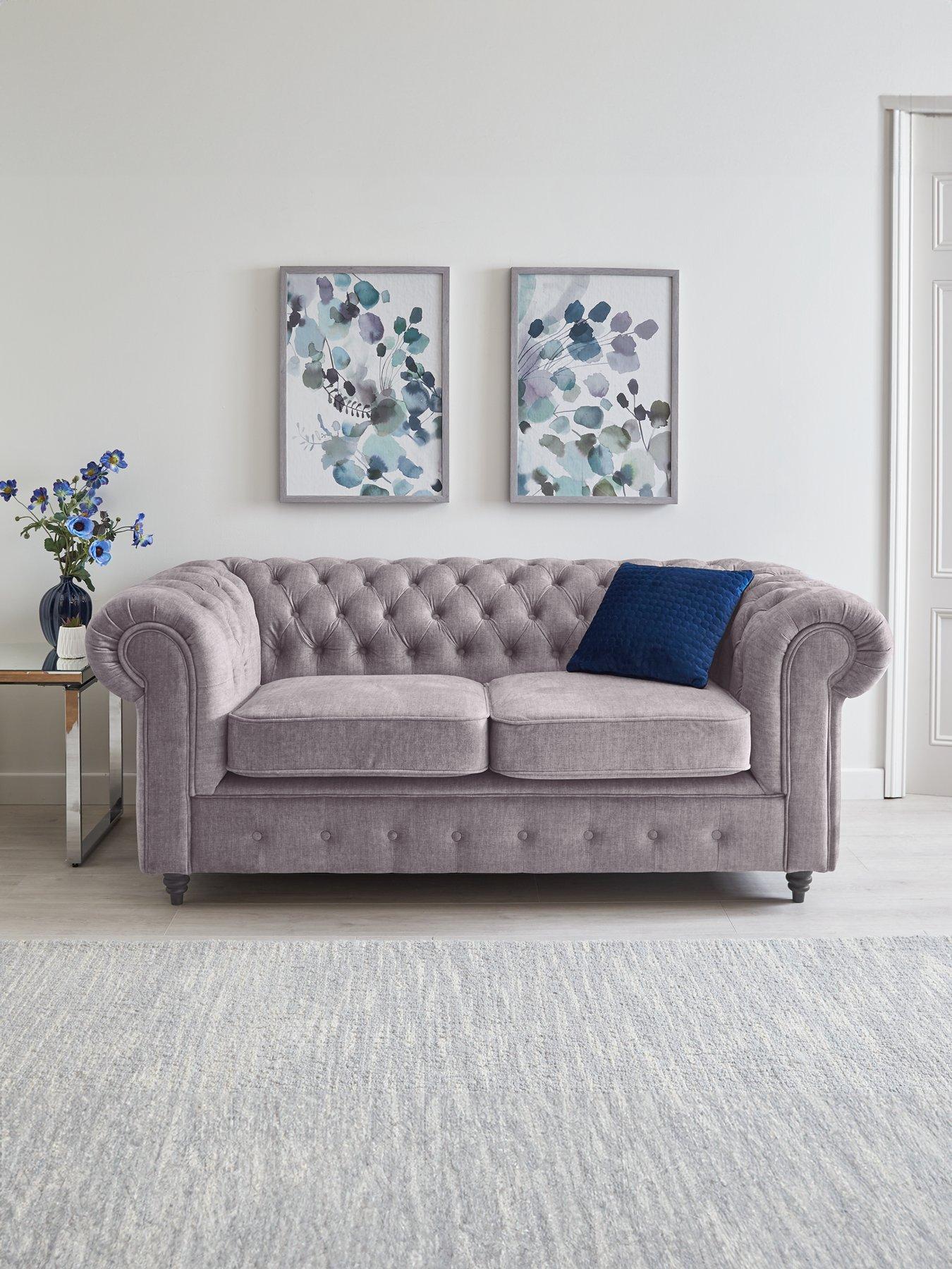 The Very Collection Laura Chesterfield Fabric 2 Seater Sofa - Grey - FSC® Certified