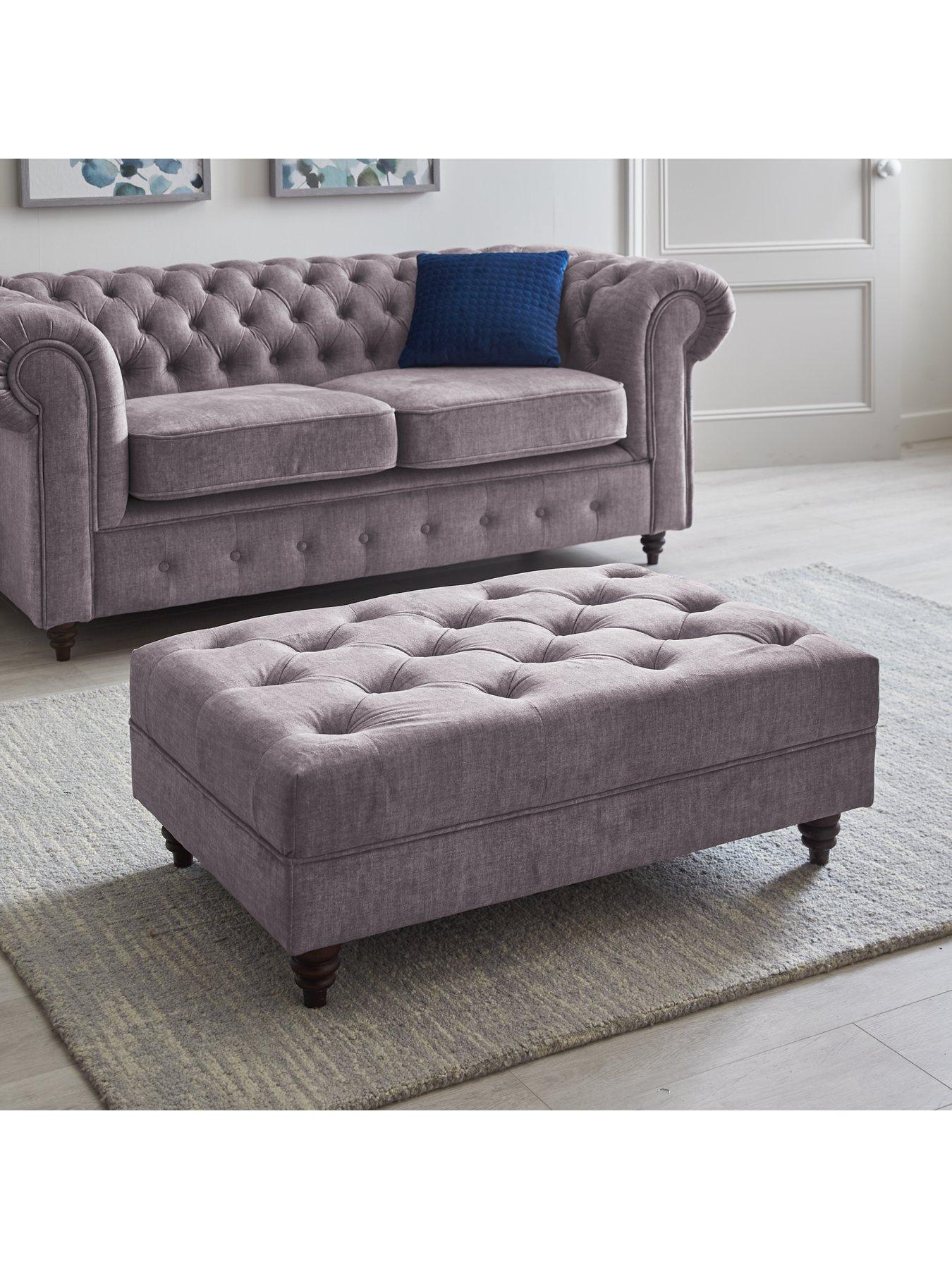 The Very Collection Laura Chesterfield Fabric Footstool - Grey - FSC® Certified