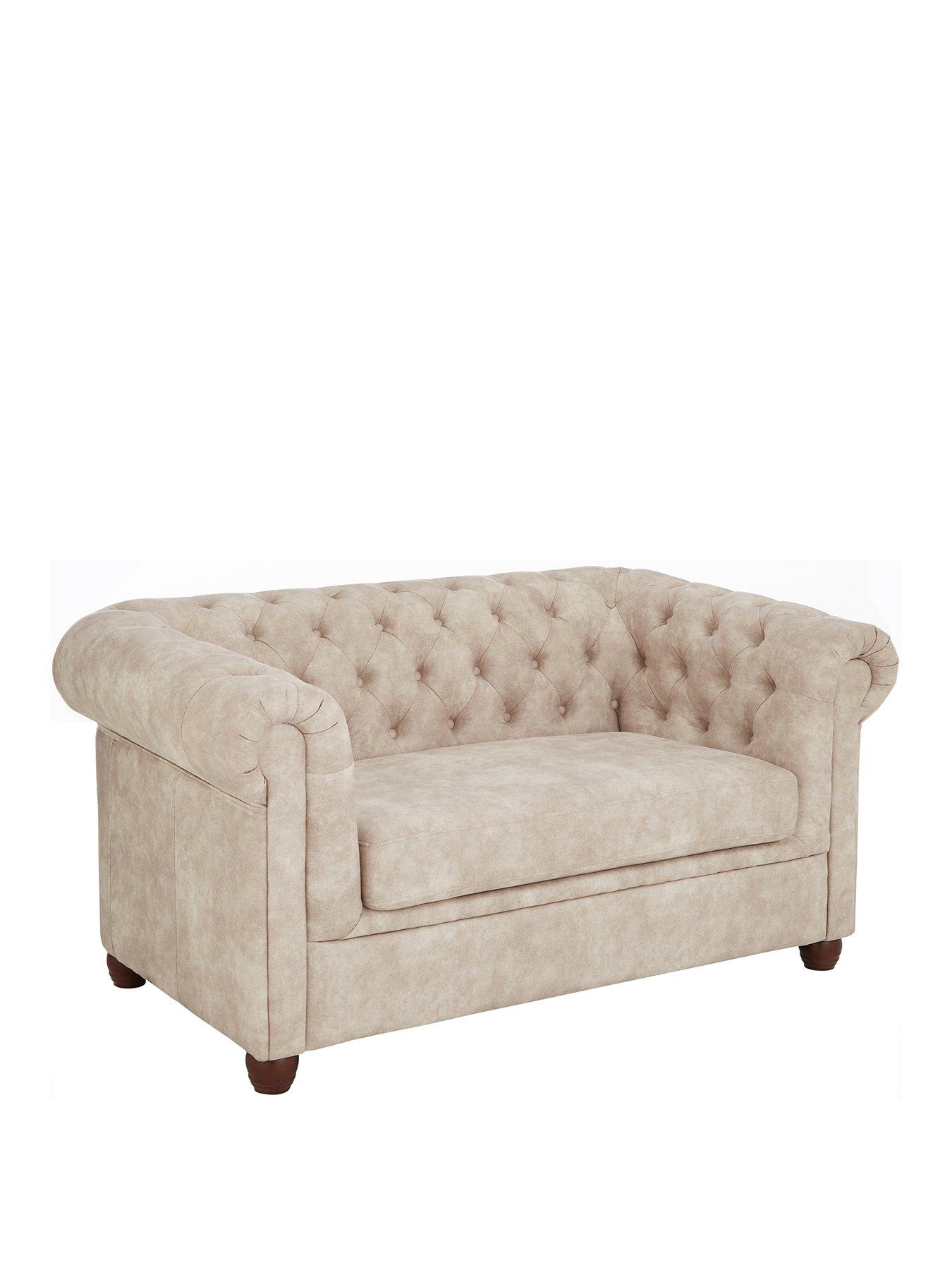 Image 3 of 6 of The Very Collection Chester Chesterfield&nbsp;Leather Look&nbsp;2&nbsp;Seater Sofa - Pebble&nbsp;- FSC&reg; Certified