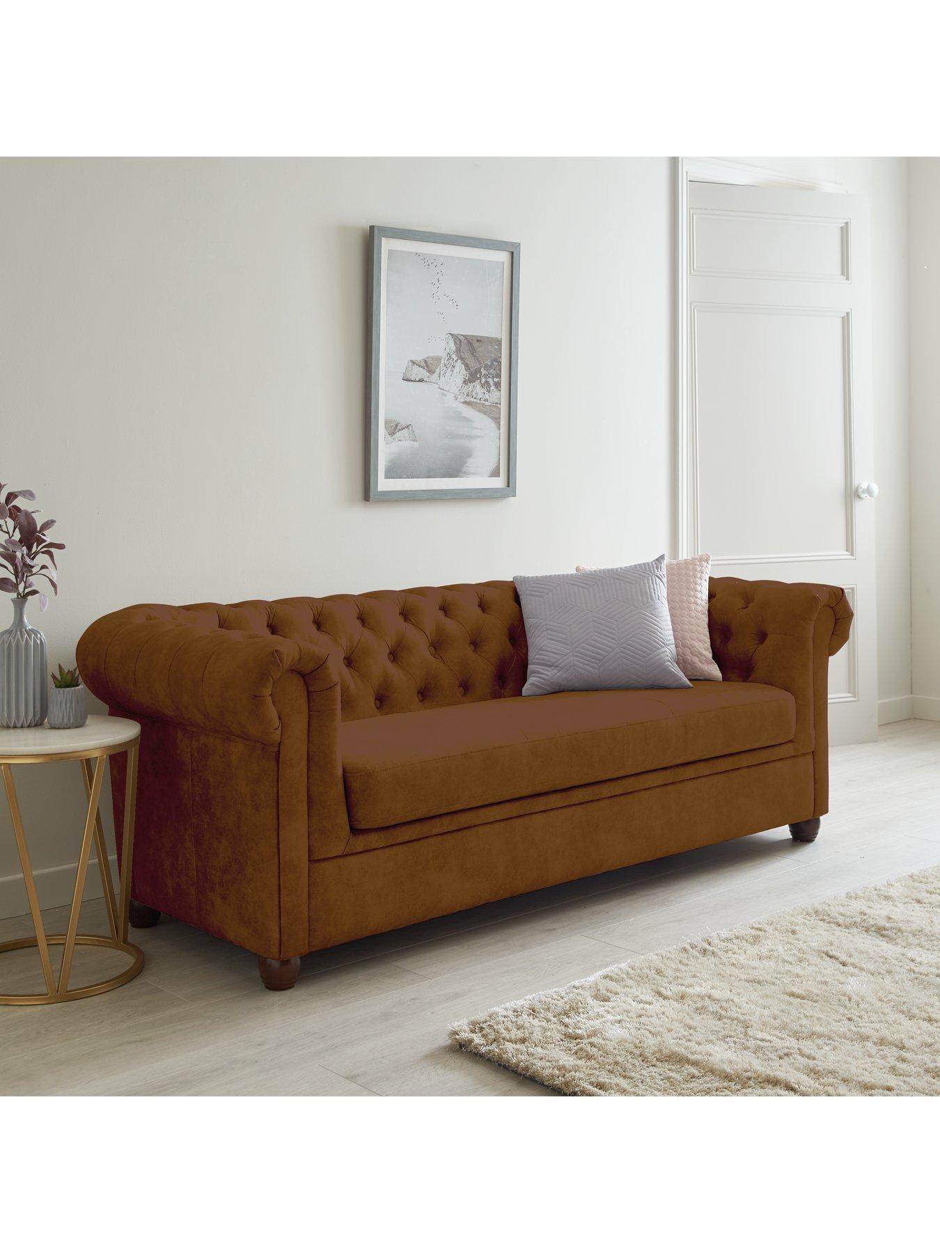Very Home Chester Leather Look 3 Seater Sofa - Chocolate - FSC® Certified