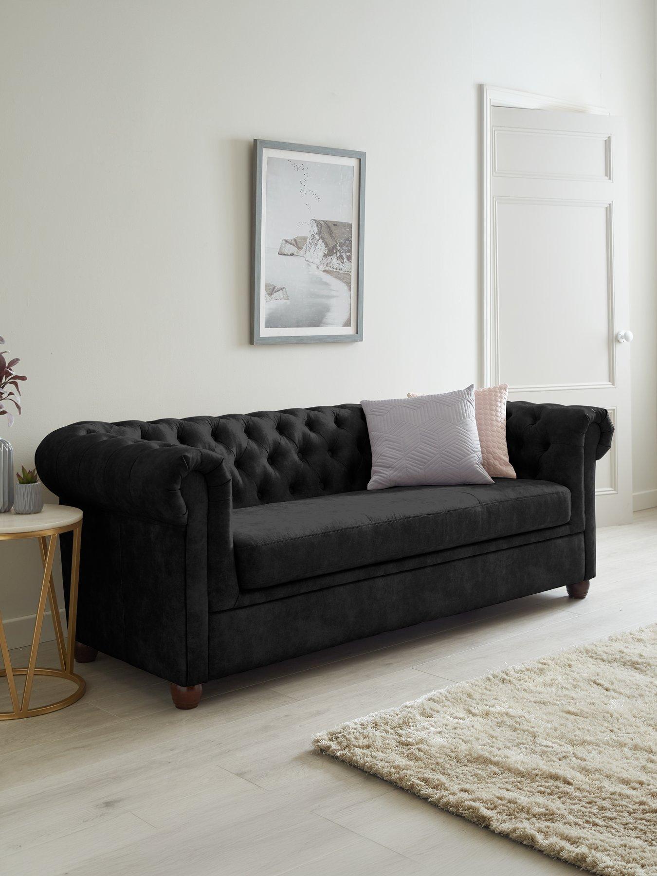 The Very Collection Chester Chesterfield Leather Look 3 Seater Sofa - Black - FSC® Certified