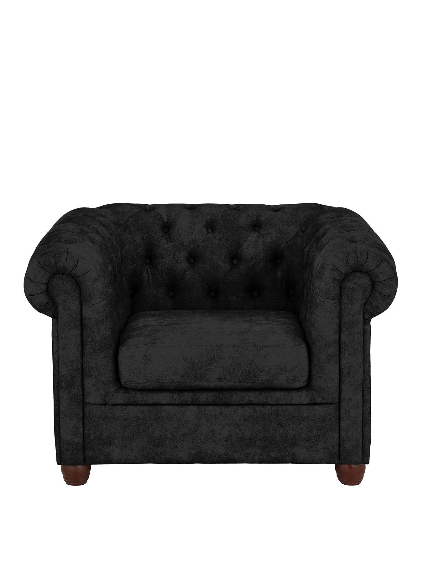 Image 2 of 7 of The Very Collection Chester Chesterfield&nbsp;Leather Look&nbsp;Armchair - Black&nbsp;- FSC&reg; Certified