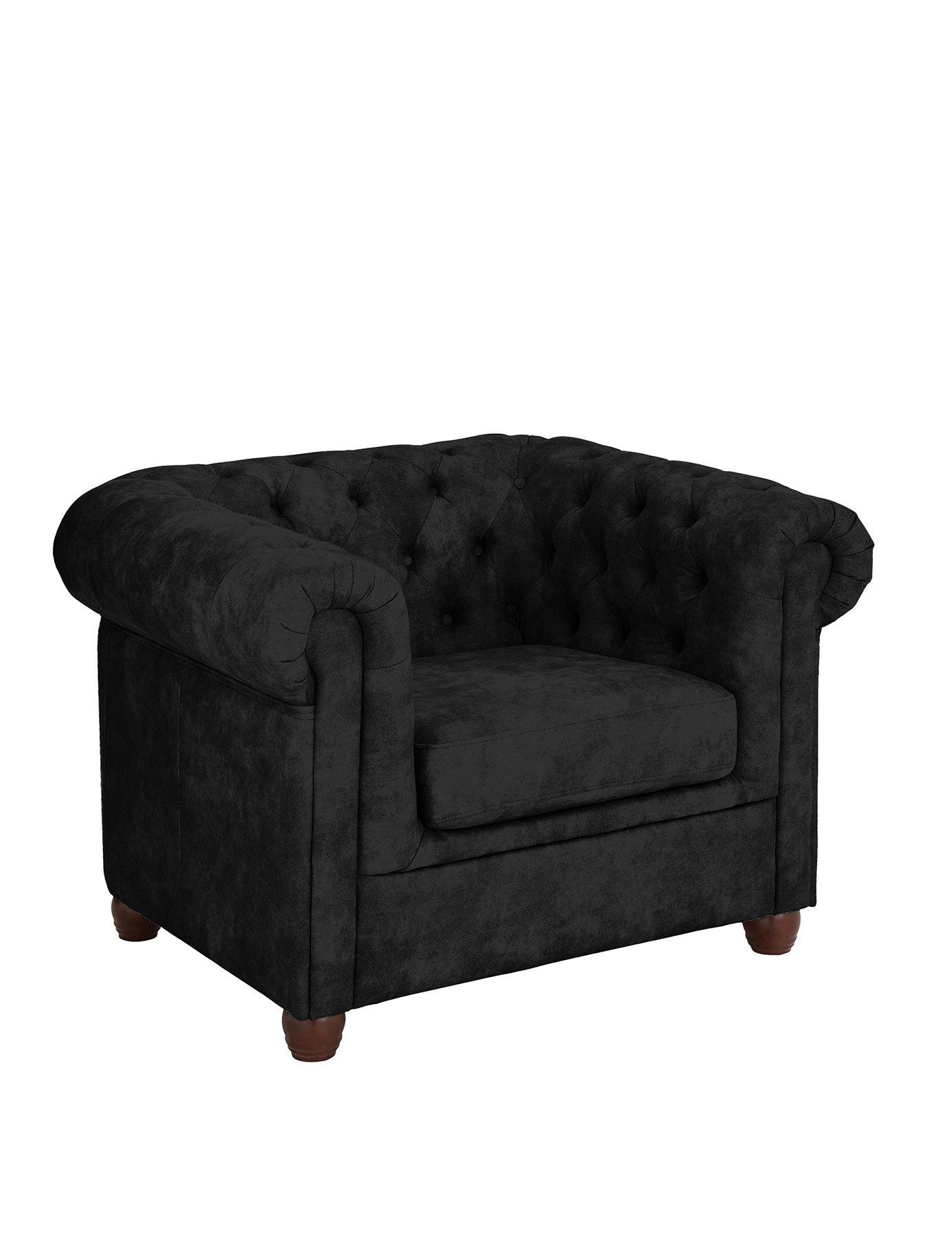 Image 3 of 7 of The Very Collection Chester Chesterfield&nbsp;Leather Look&nbsp;Armchair - Black&nbsp;- FSC&reg; Certified
