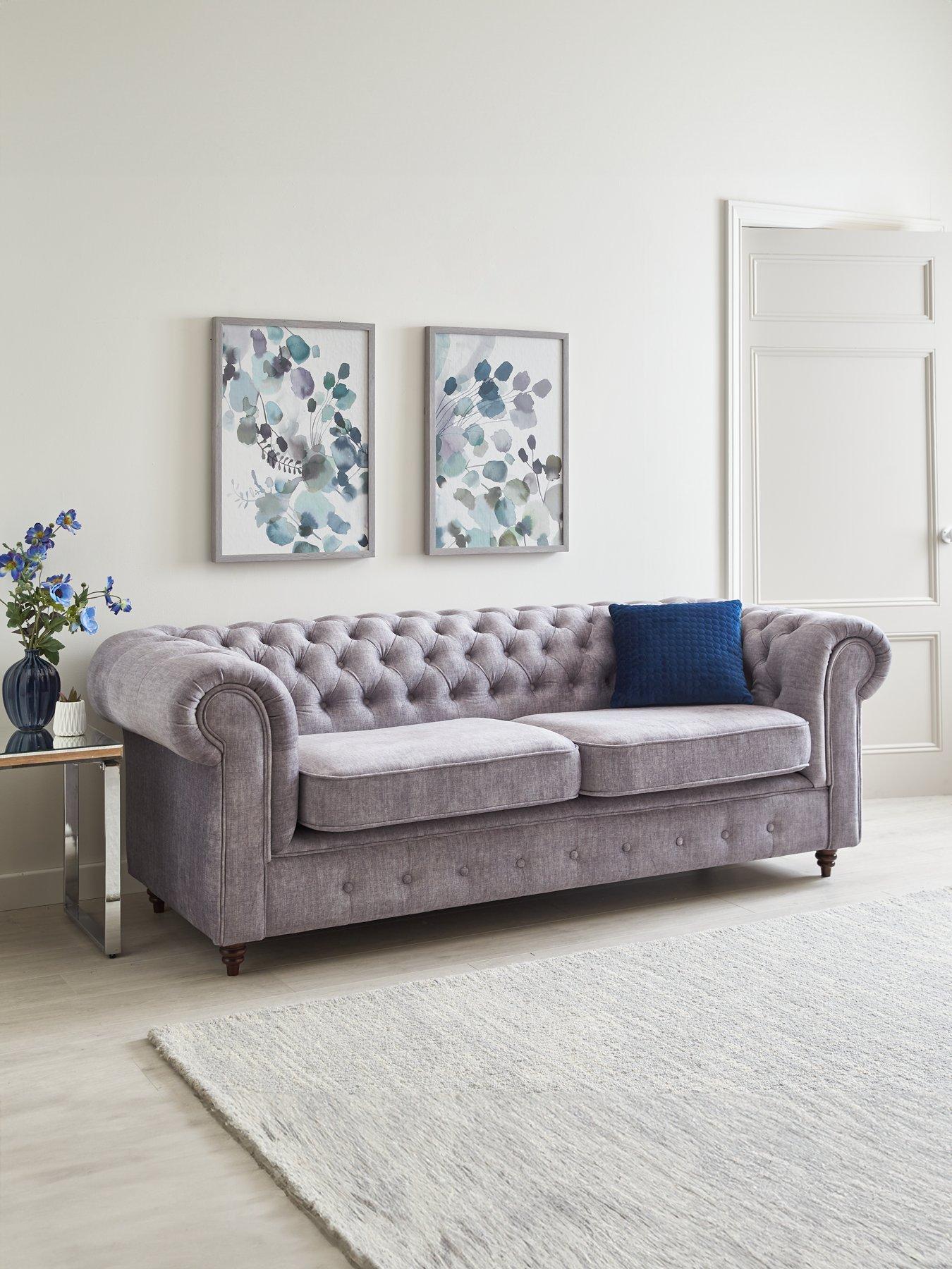 Image 1 of 7 of Very Home Laura Chesterfield&nbsp;Fabric&nbsp;3 Seater Sofa - Grey&nbsp;- FSC&reg; Certified