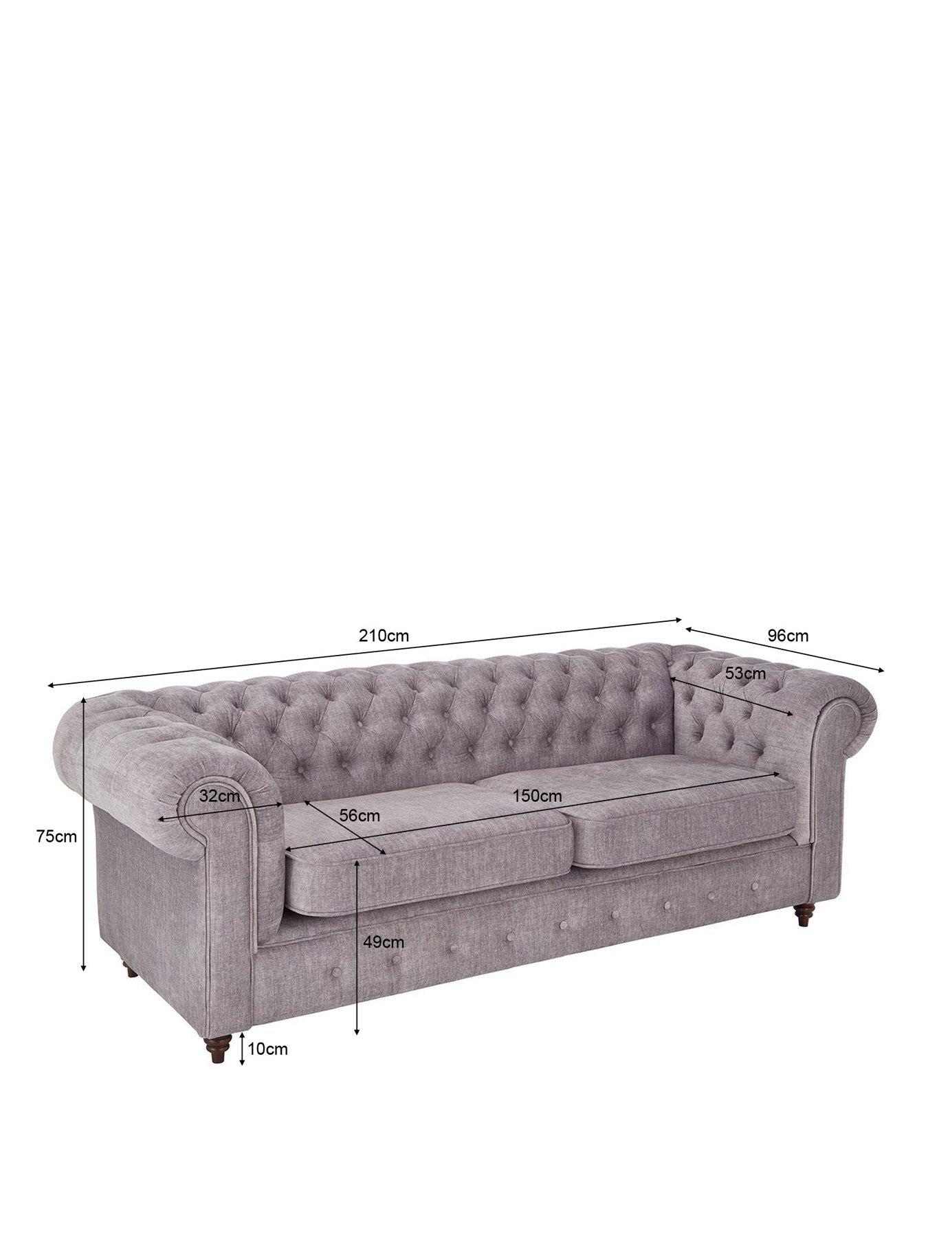 Image 7 of 7 of Very Home Laura Chesterfield&nbsp;Fabric&nbsp;3 Seater Sofa - Grey&nbsp;- FSC&reg; Certified