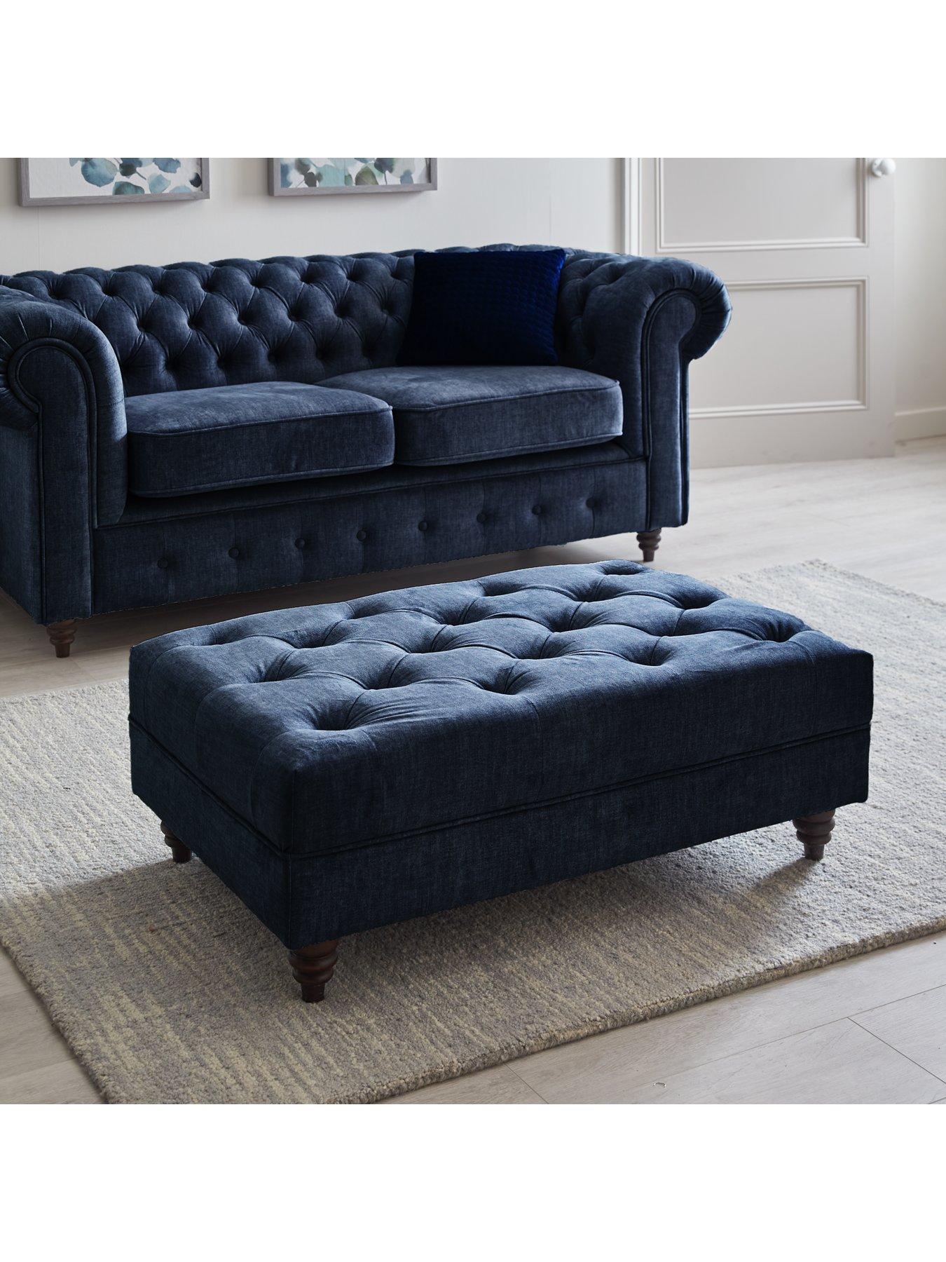 The Very Collection Laura Chesterfield Fabric Footstool - Grey - FSC® Certified