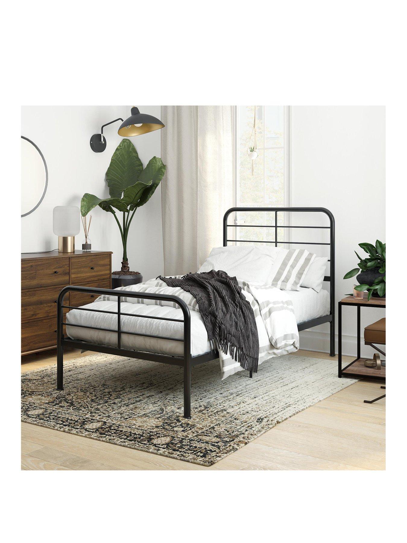 Queen size bed frame deals with headboard black