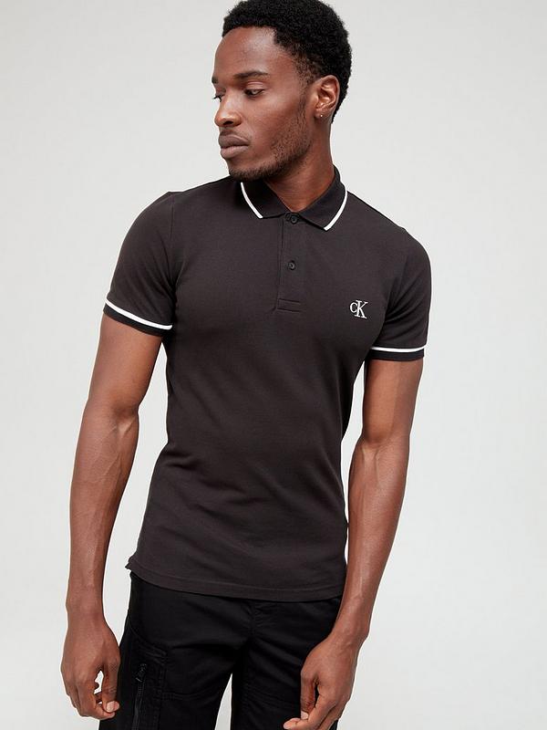 Calvin Klein Jeans Mens Tipping Slim Fit Polo Shirt - Black | Very Ireland