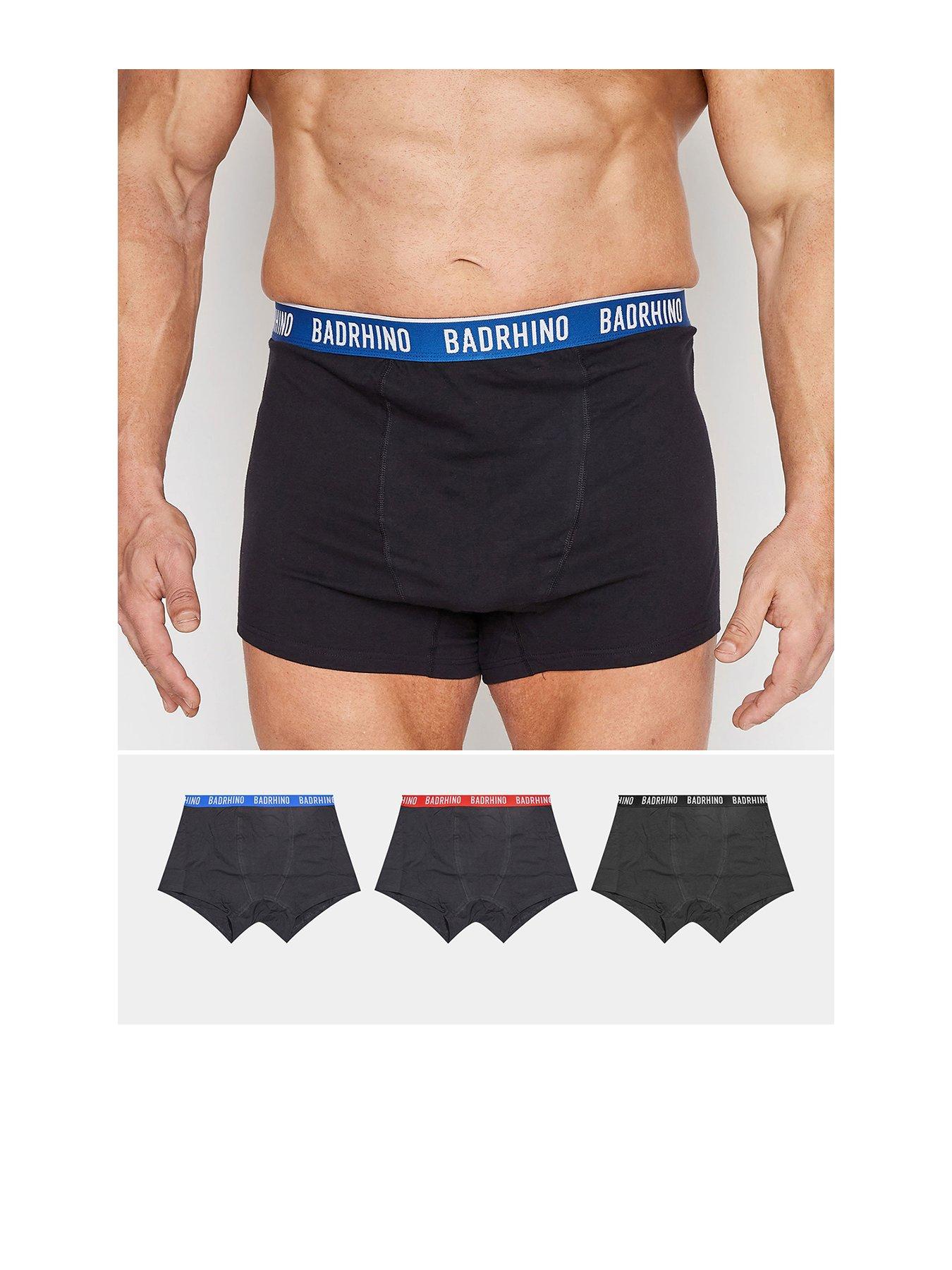 undefined BadRhino 3 Pack Multicoloured Waistband Boxers - Black