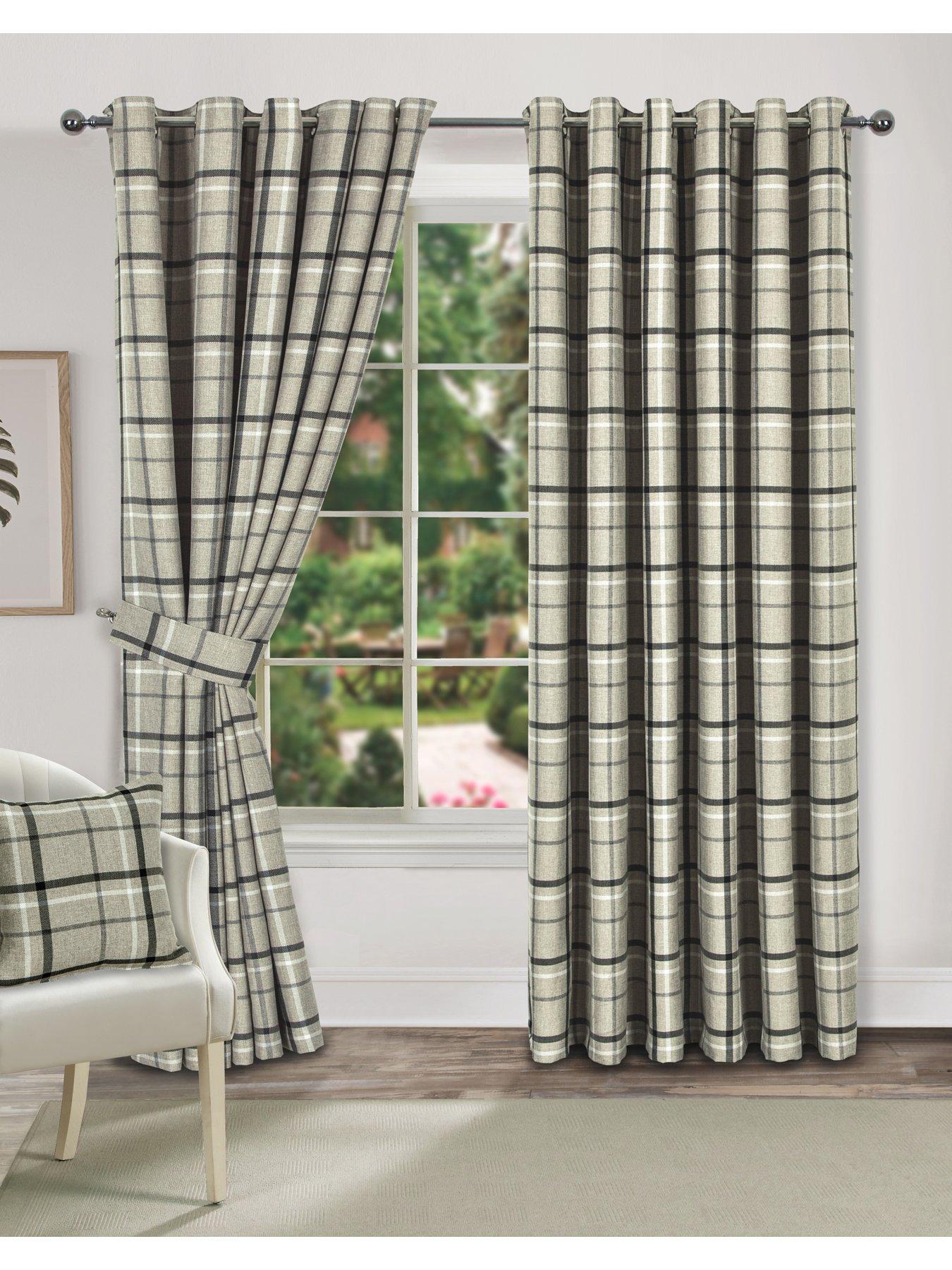 very-home-hudson-check-eyelet-curtains