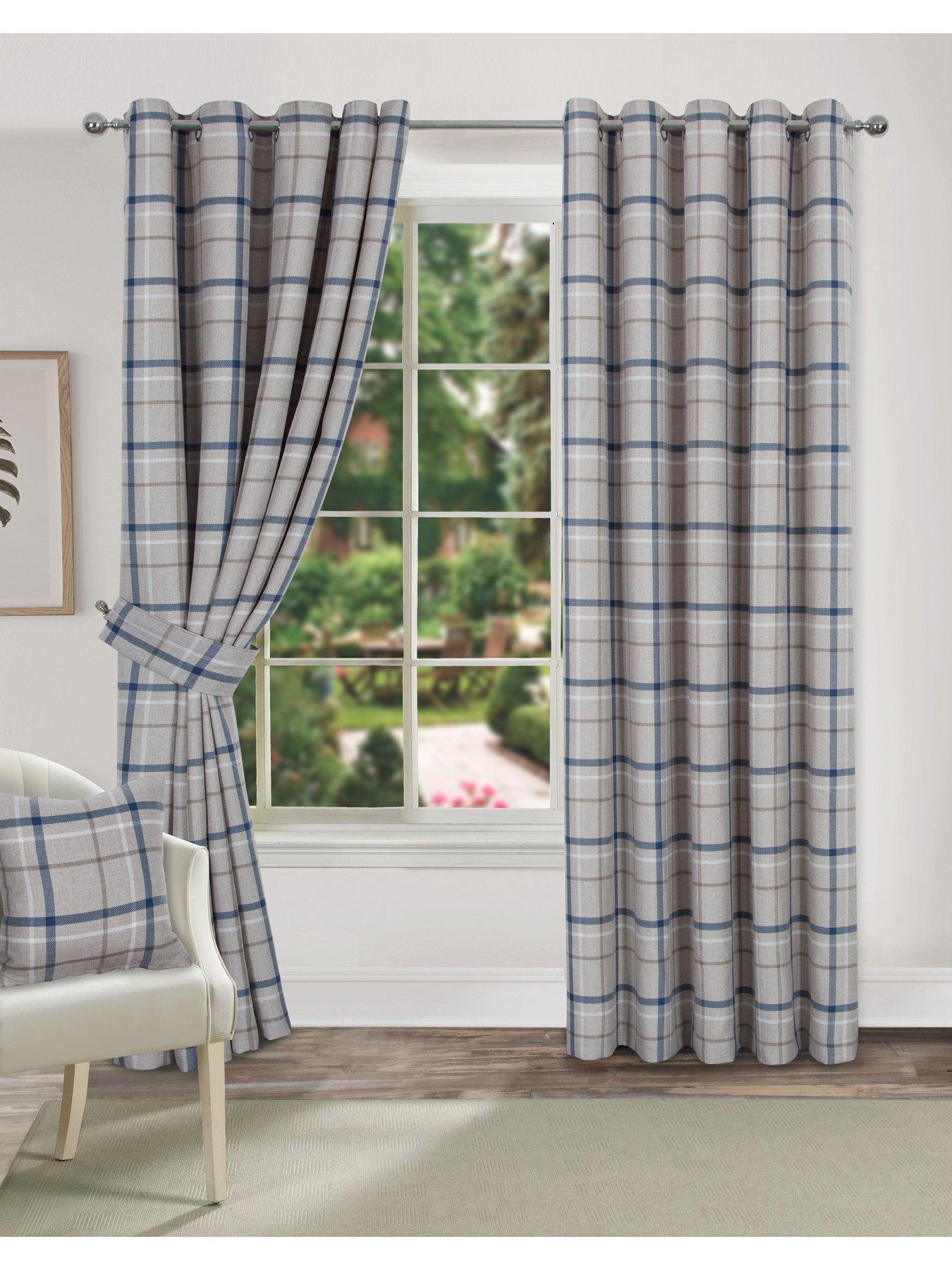 very-home-hudson-check-eyelet-curtains