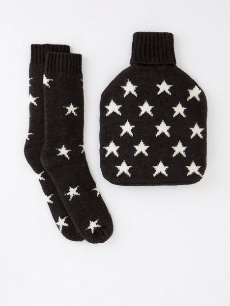 v-by-very-star-printnbspwater-bottle-cover-and-socks-gift-set-charcoalcream