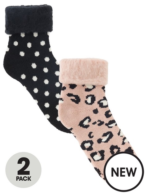 everyday-leopard-amp-spot-print-lounge-socks-leopard-printnbsp--blackpink