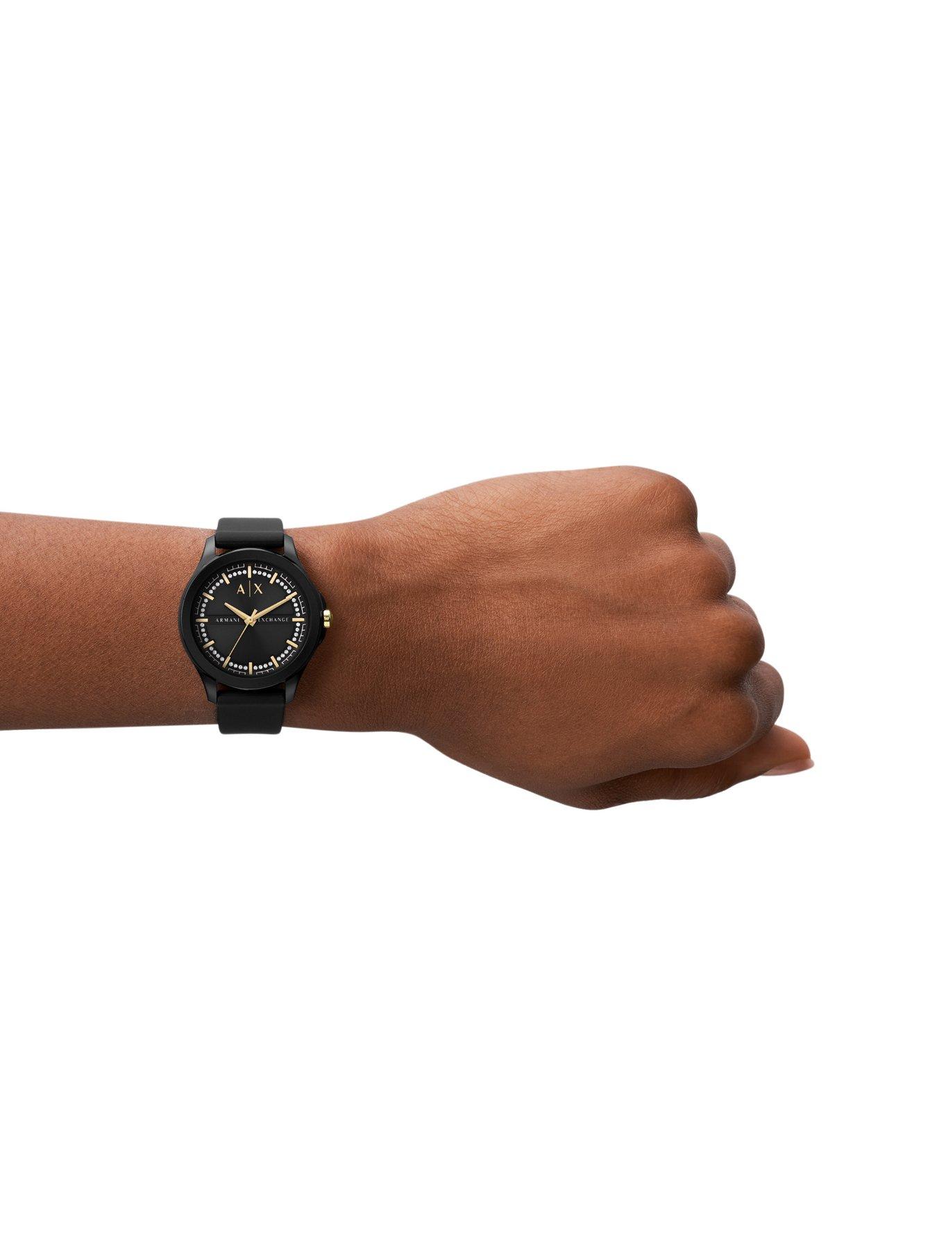 Armani Exchange Three-Hand Black Silicone Watch | Very Ireland