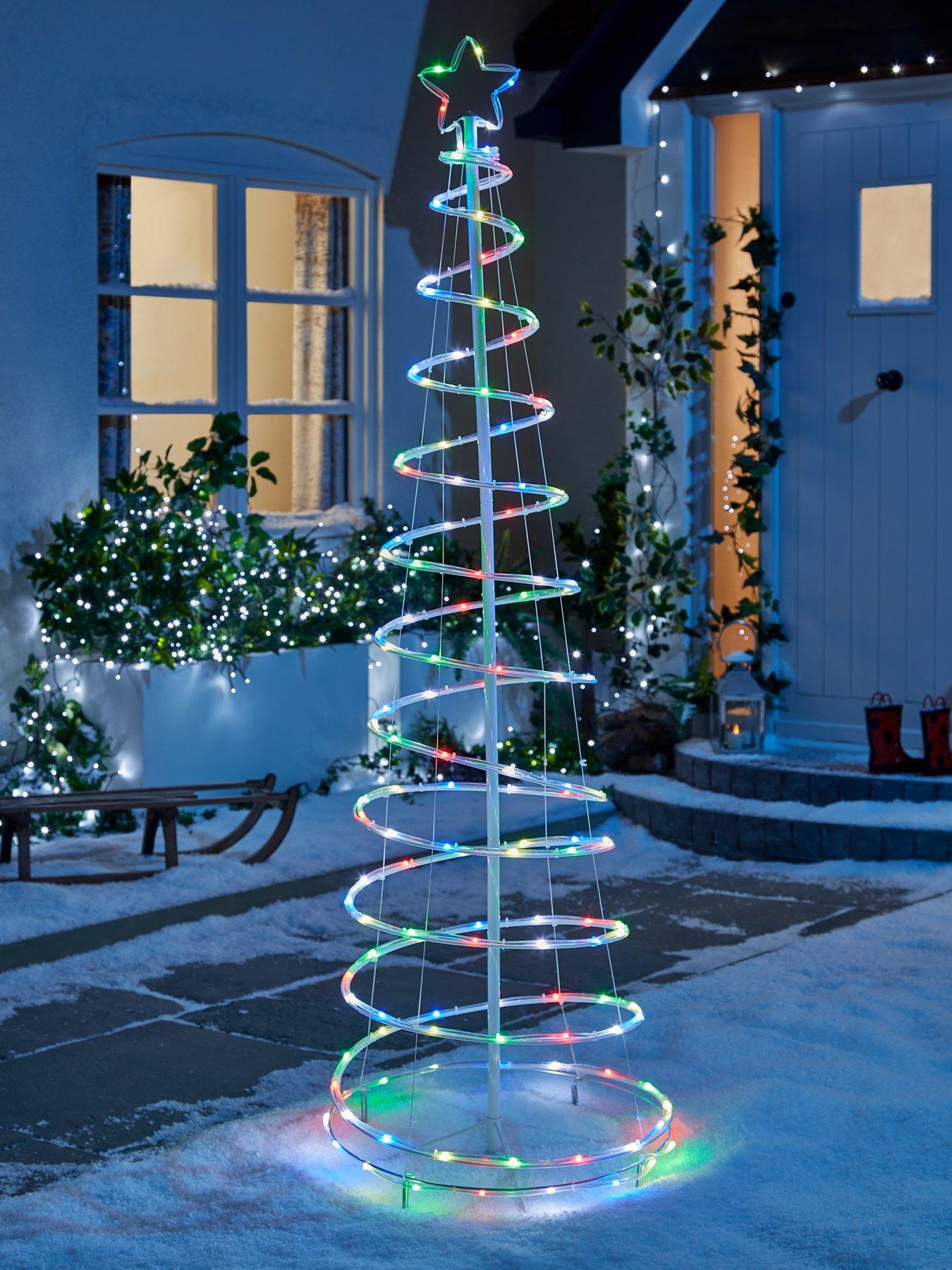 6 Green Led Lighted Outdoor Spiral Rope Light Christmas Tree | Shelly ...