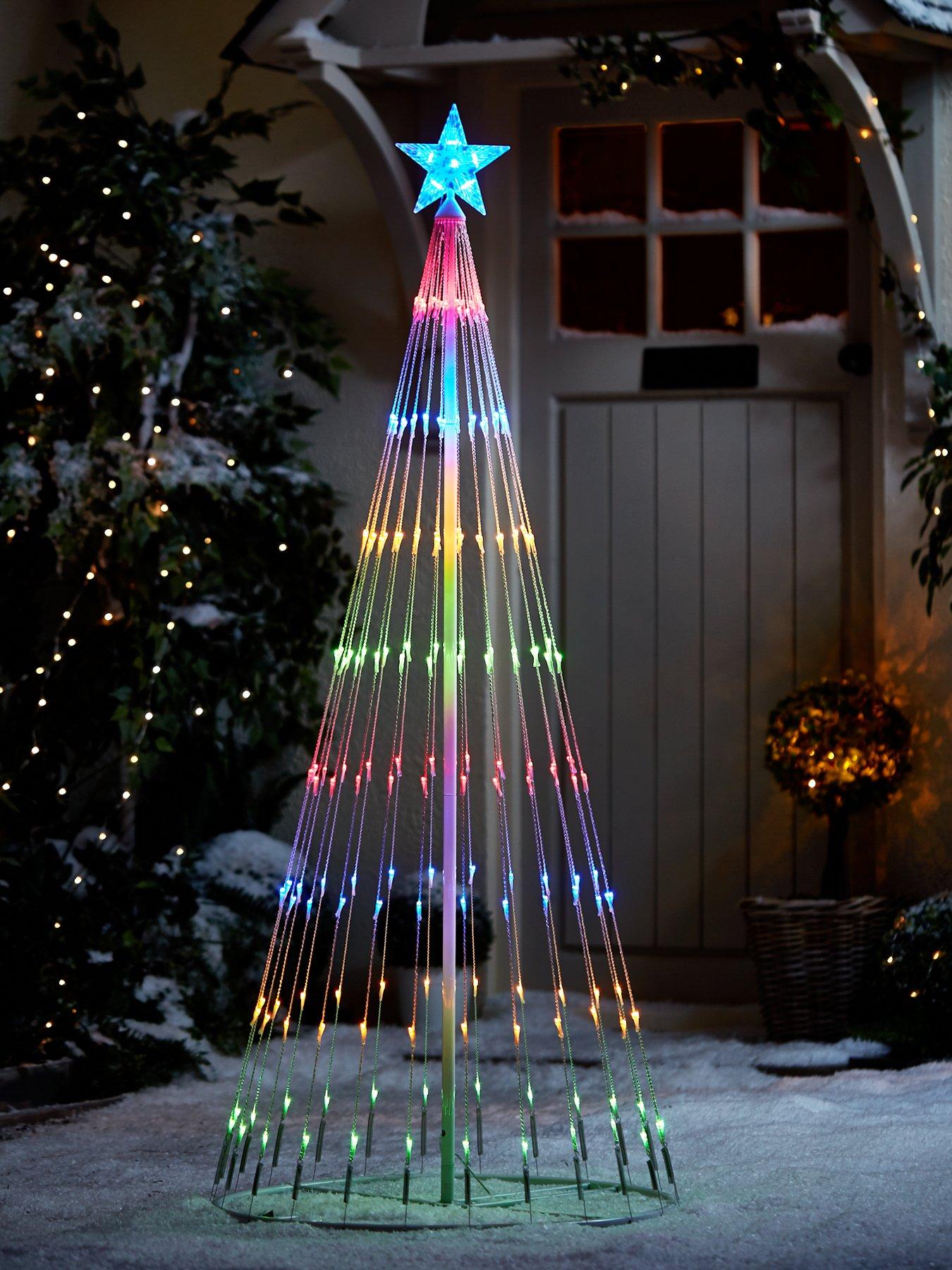 very-home-8ftnbspmulticoloured-waterfall-light-up-led-christmas-treefront