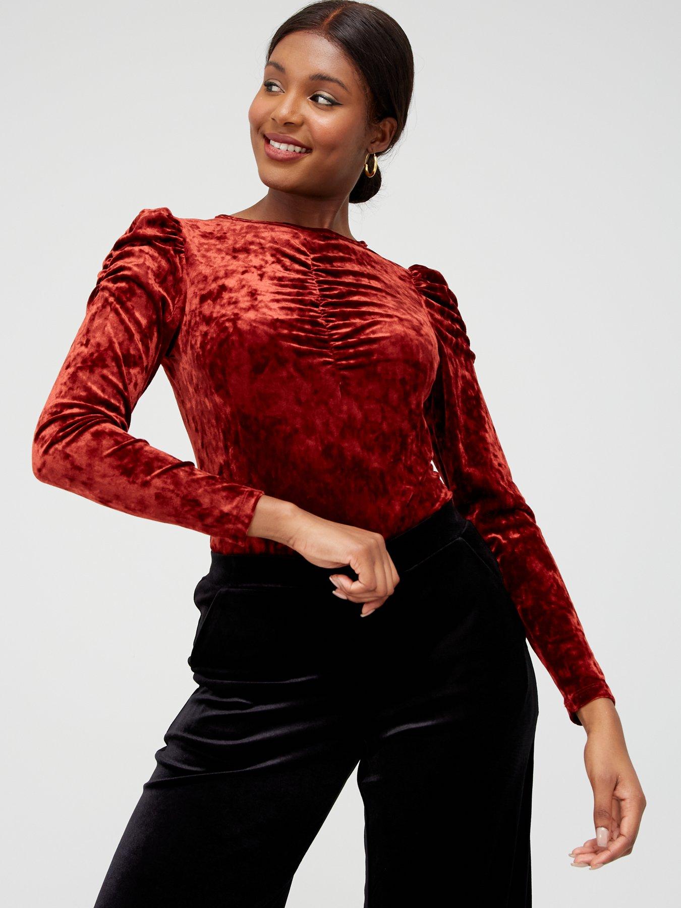 Crushed velvet outlet long sleeve top