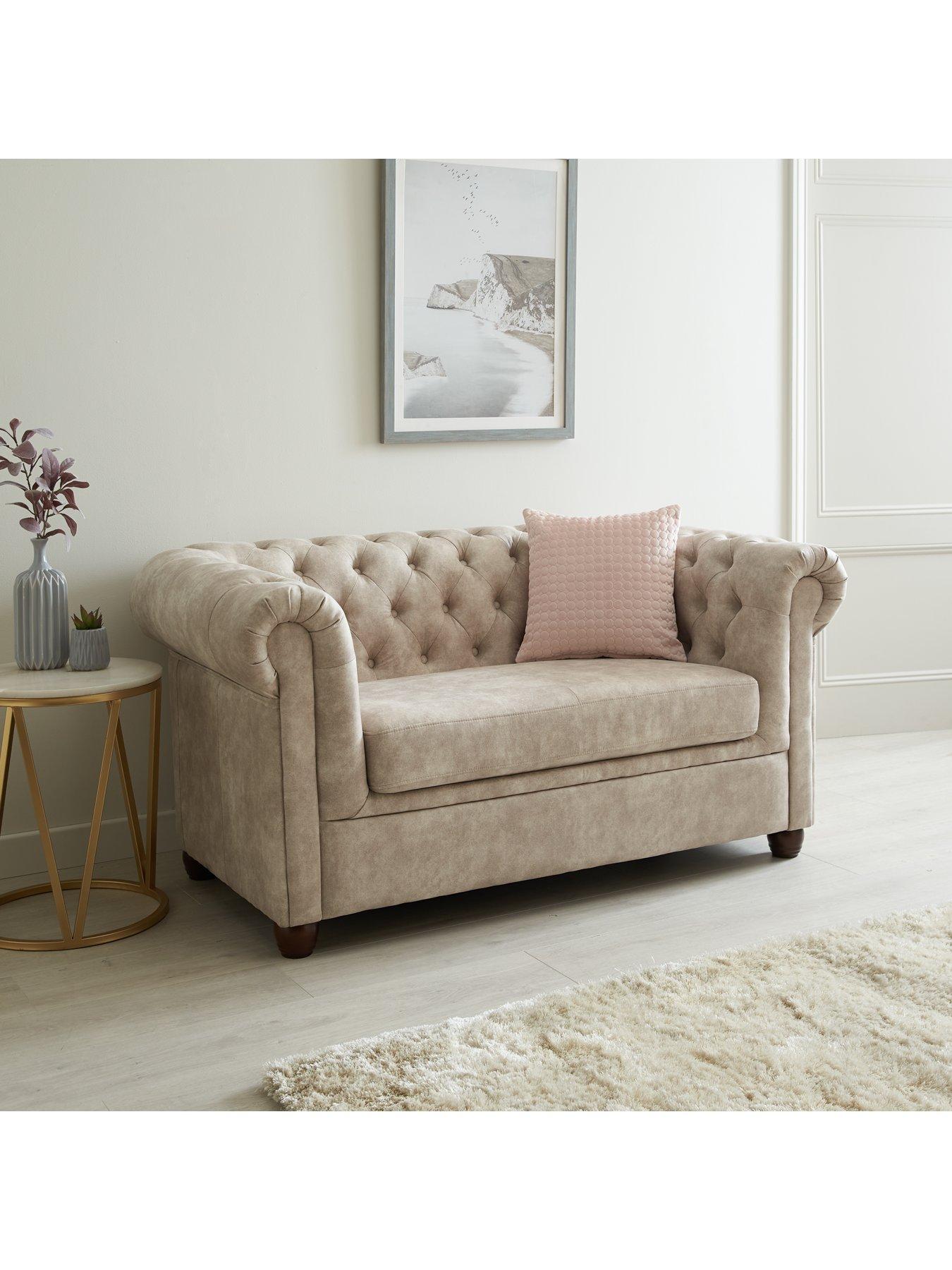 Image 6 of 7 of Very Home Chester Chesterfield Leather Look 3 Seater + 2 Seater Sofa Set - Pebble (Buy and SAVE!)&nbsp;- FSC Certified