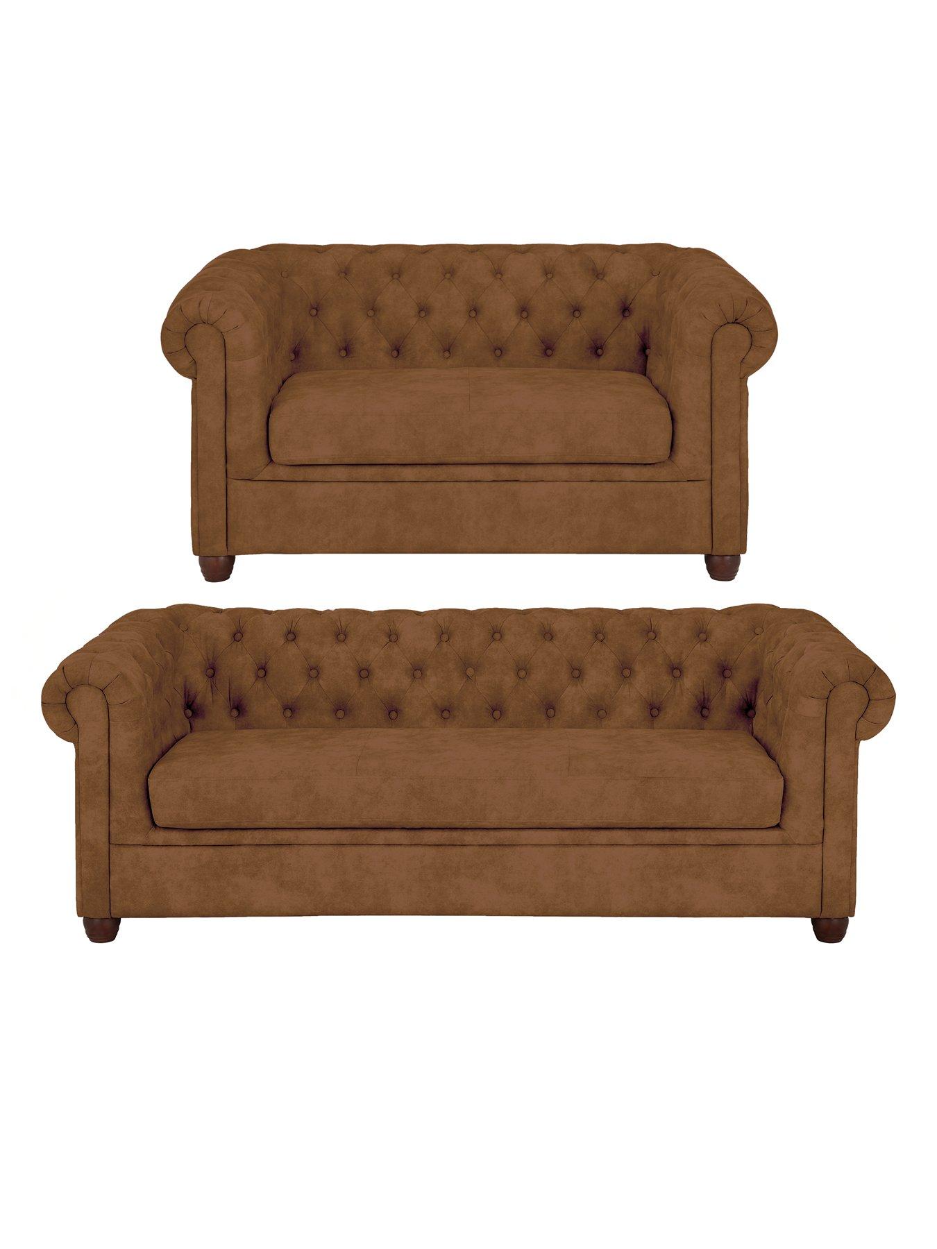 very-home-chesternbspleather-looknbsp3-seater-2-seater-sofa-set-chocolatenbspbuy-and-savenbsp--fsc-certifiedfront