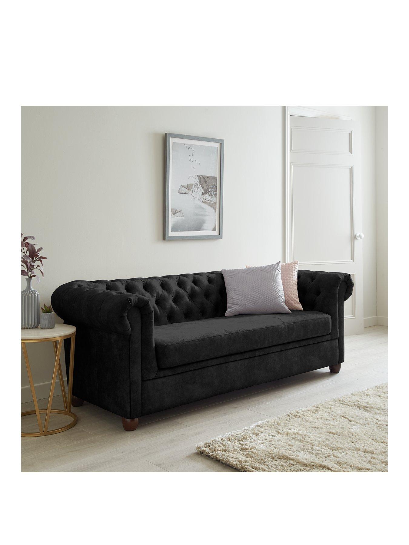 Image 2 of 6 of Very Home Chester Chesterfield&nbsp;Leather Look&nbsp;3 Seater + 2 Seater Sofa Set - Black&nbsp;(Buy and SAVE!)&nbsp;- FSC Certified