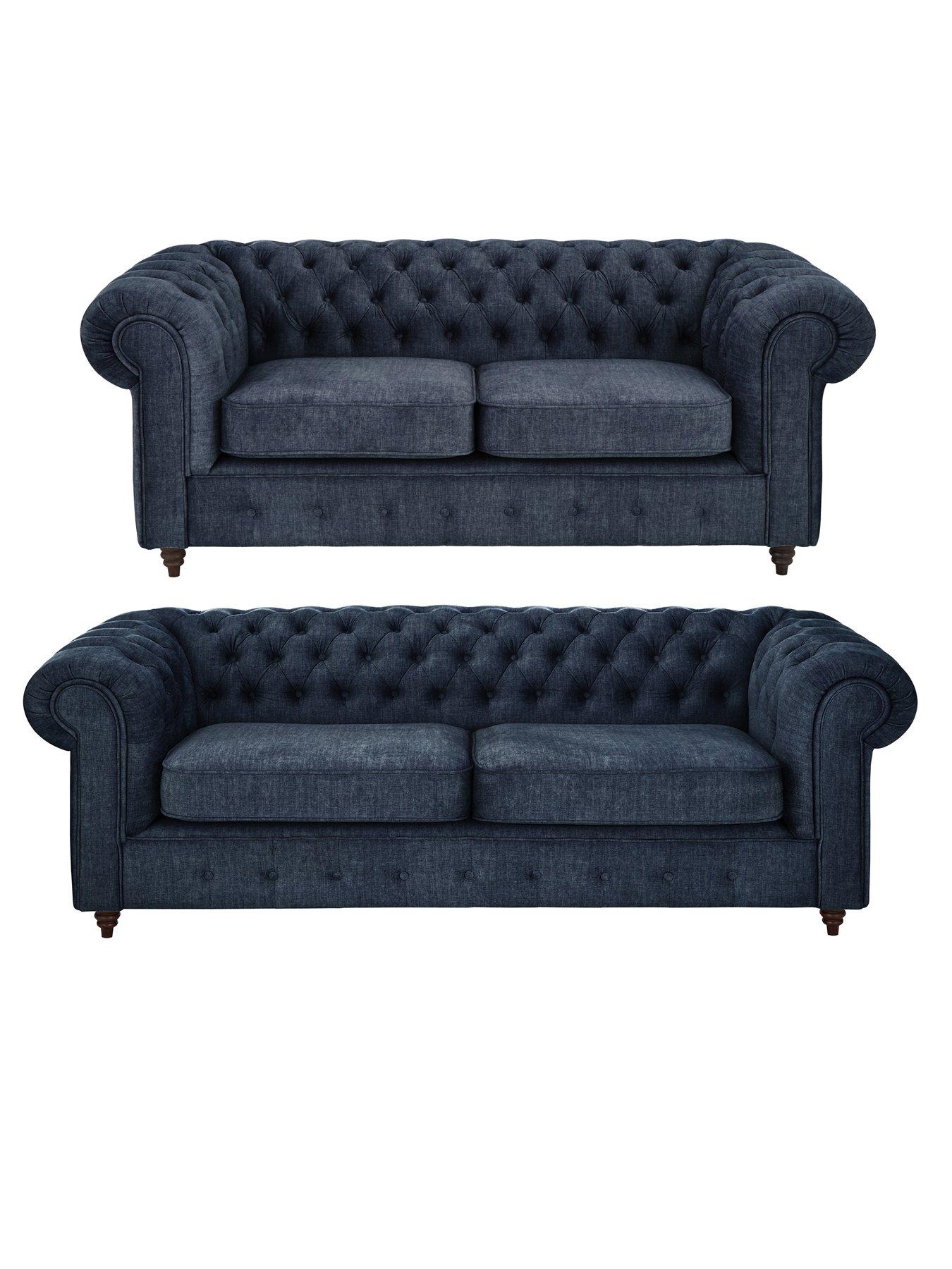 Very Home Laura Chesterfield Fabric 3 + 2 Sofa Set - Grey (Buy and SAVE!) - FSC Certified