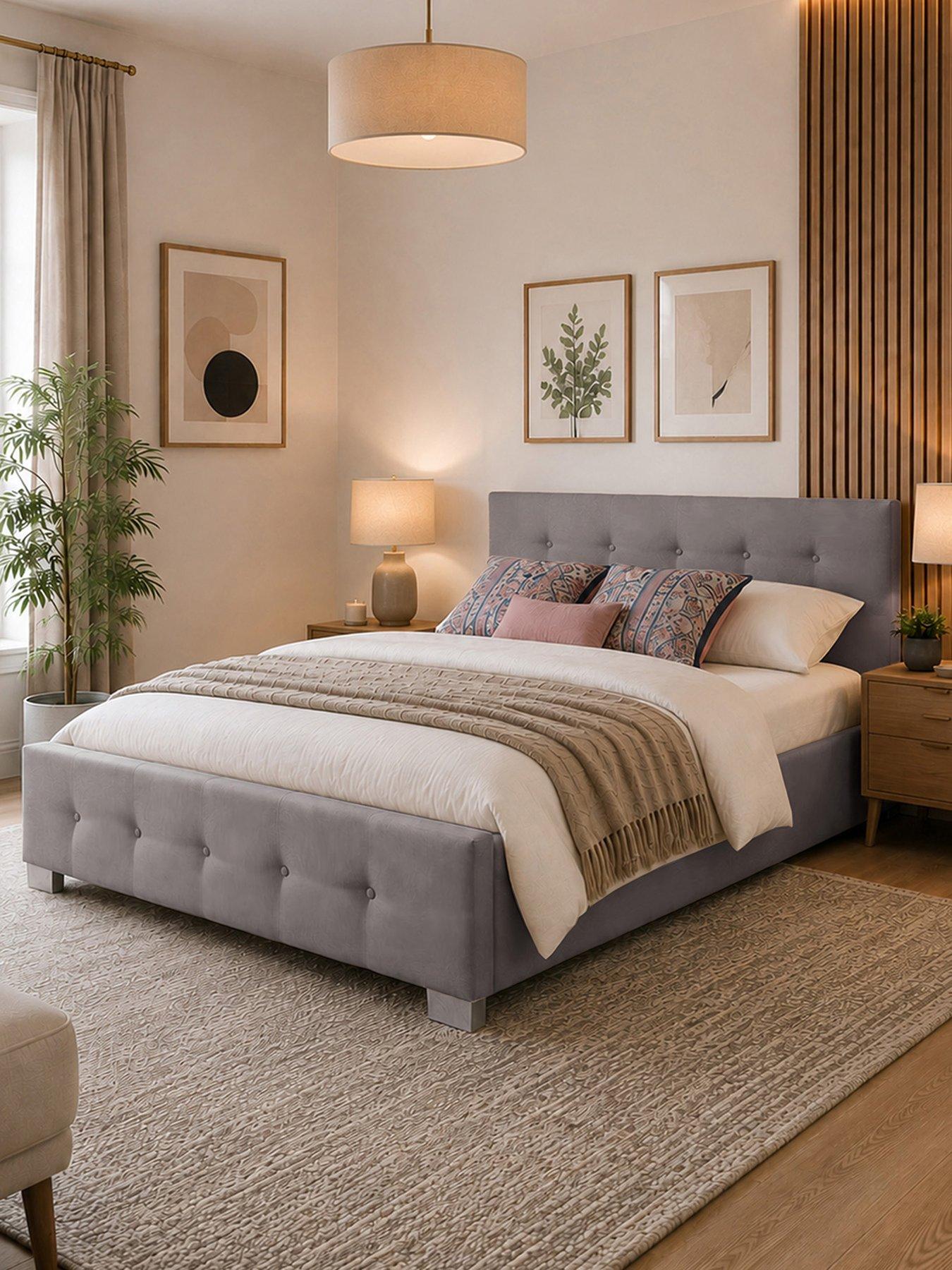 Aspire End Lift Up Linen Ottoman Bed - Grey