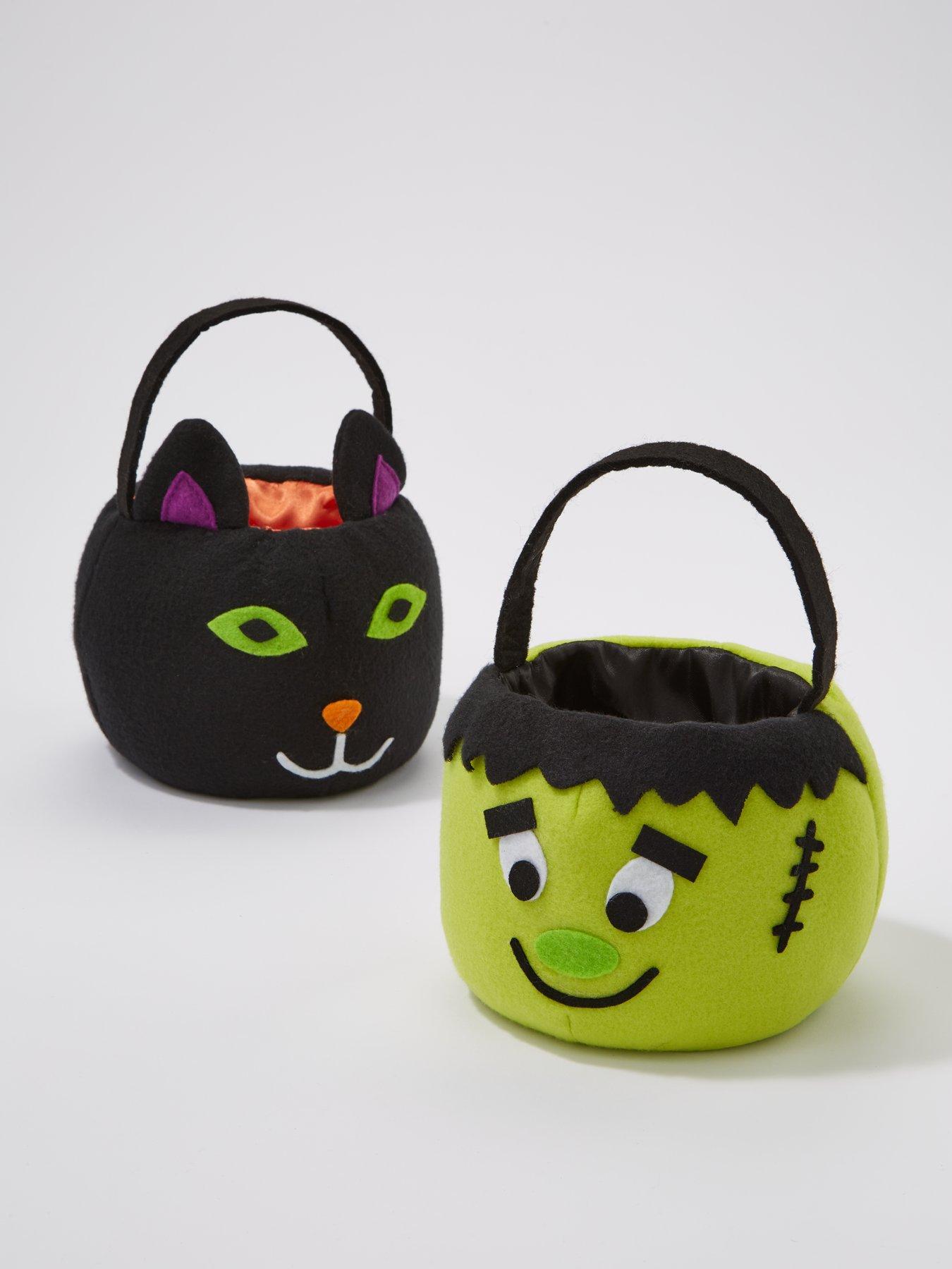 set-of-2-halloweennbsptrick-or-treat-bags-cat-and-frankensteinnbspstillFront