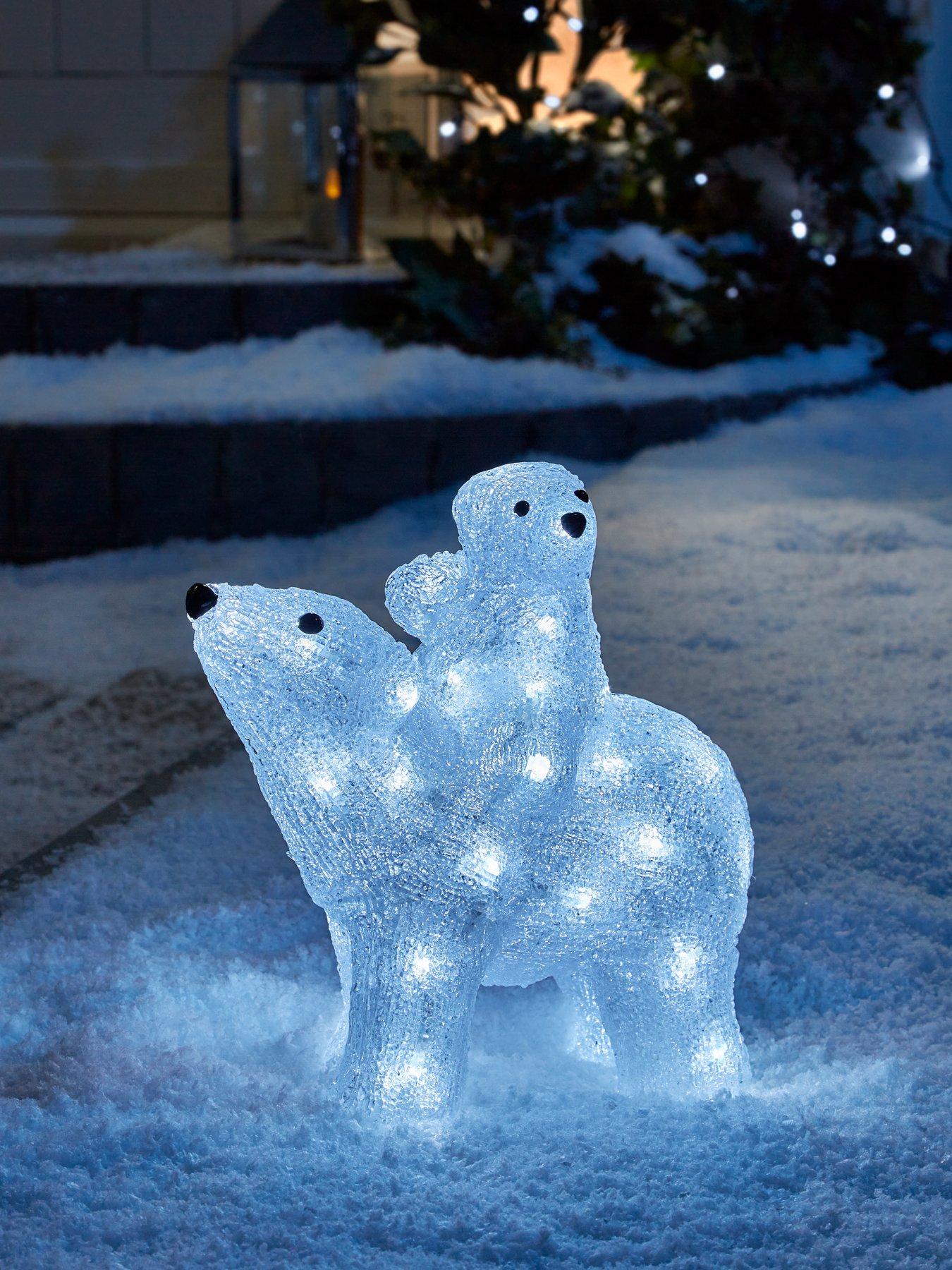 Very Home Acrylic Light Up Mummy and Baby Polar Bear Outdoor Christmas Decoration