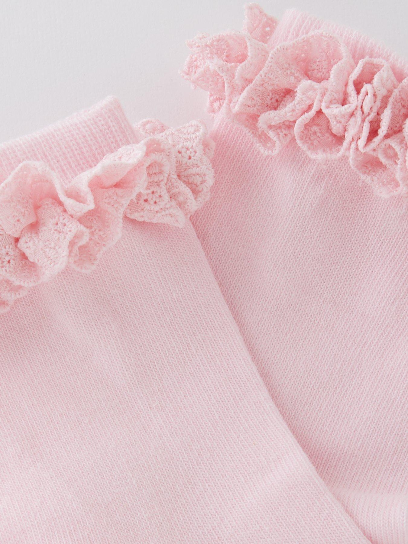 Image 3 of 3 of Everyday Girls&nbsp;Occasion Broderie Frill Socks (5 Pack)&nbsp;- Pink