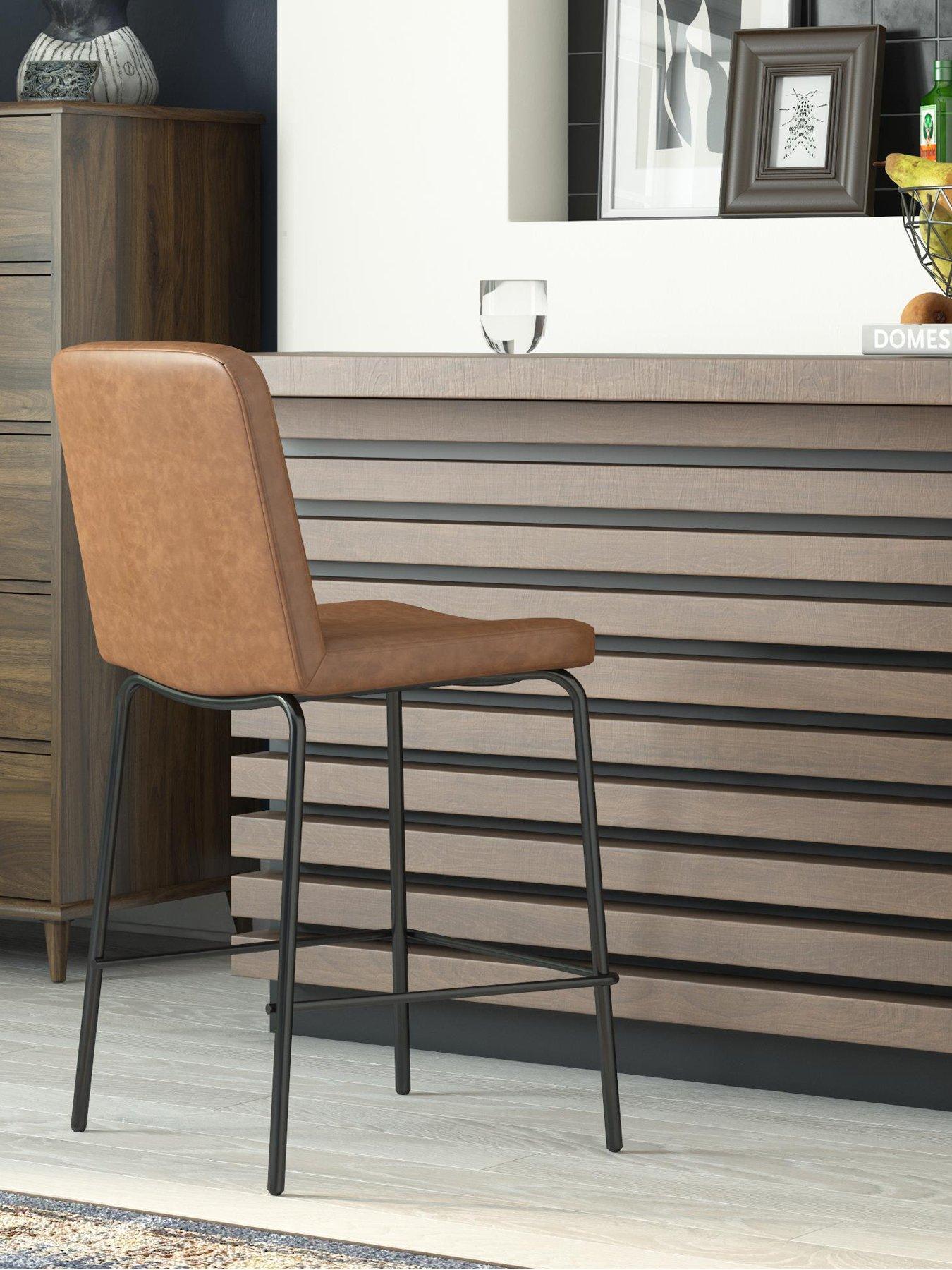 Image 1 of 6 of Dorel Home Corey Counter Stool Camel Faux Leather