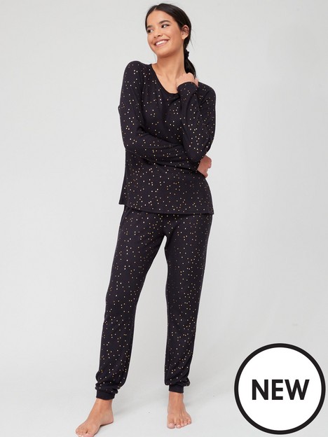 v-by-very-black-polka-dot-soft-touch-jogger-pyjama-set