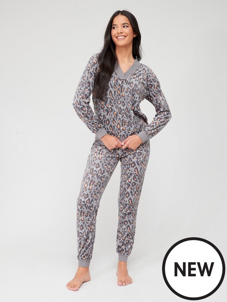 v-by-very-v-neck-animal-fleece-pyjama-set