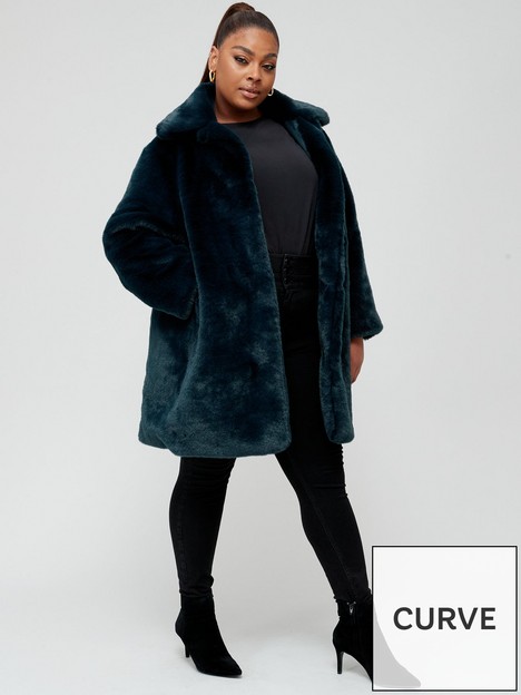 v-by-very-curve-longline-fauxnbspfur-coat-teal