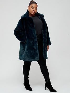 v-by-very-curve-longline-fauxnbspfur-coat-teal