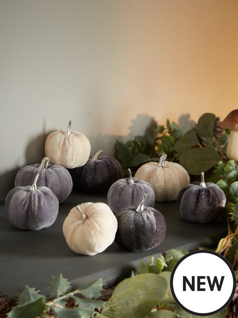 heaven-sends-bag-of-grey-velvet-pumpkins-autumnhalloween-decorations