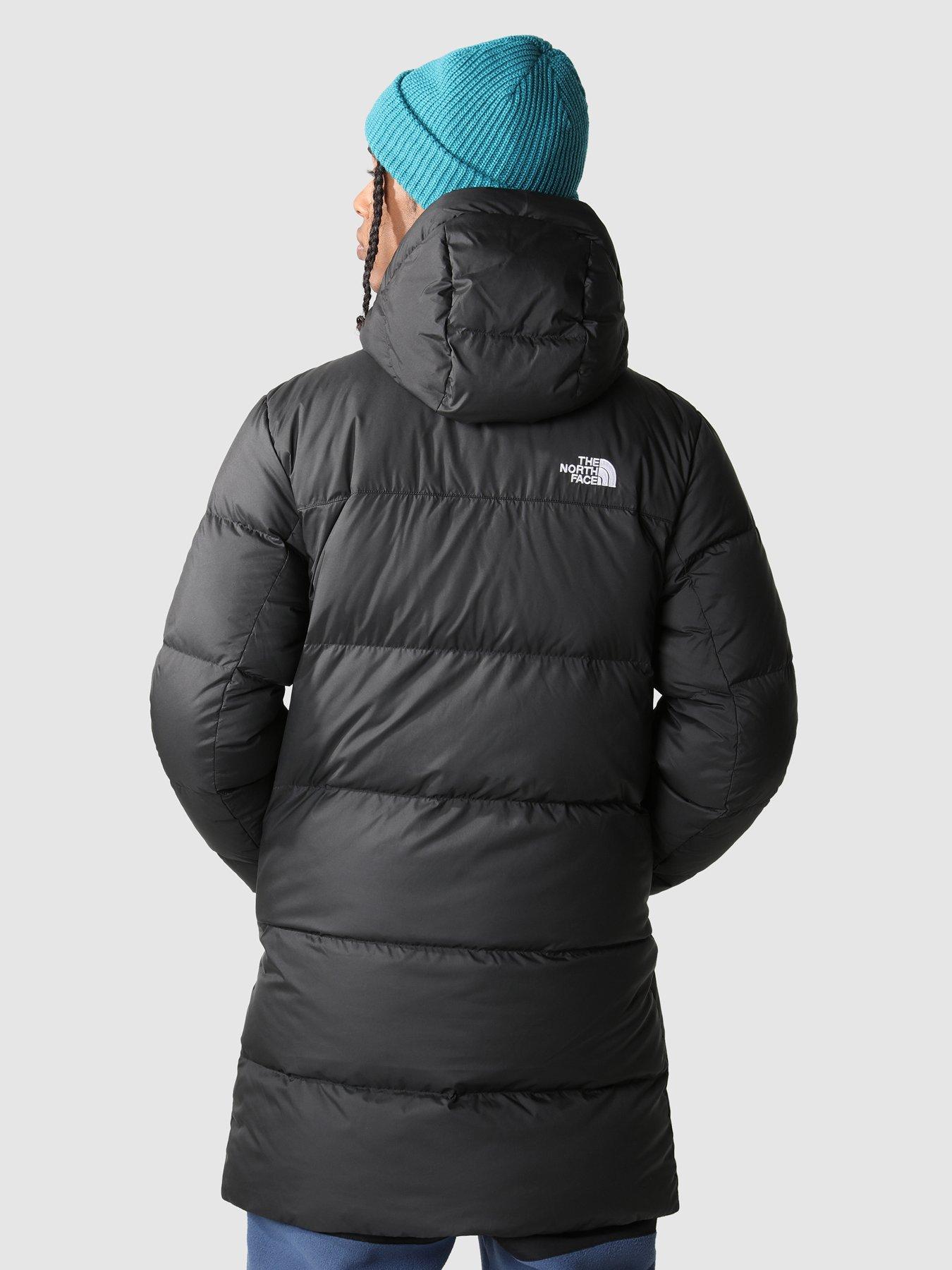 North face long black cheap down coat