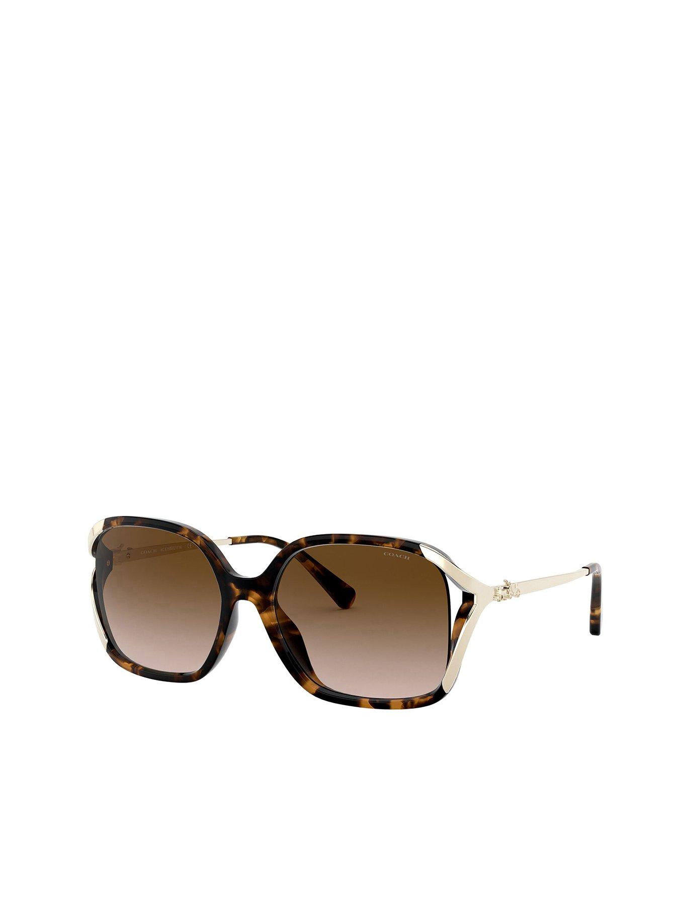 Image 1 of 4 of COACH Coach Dark Tortoise Square Sunglasses