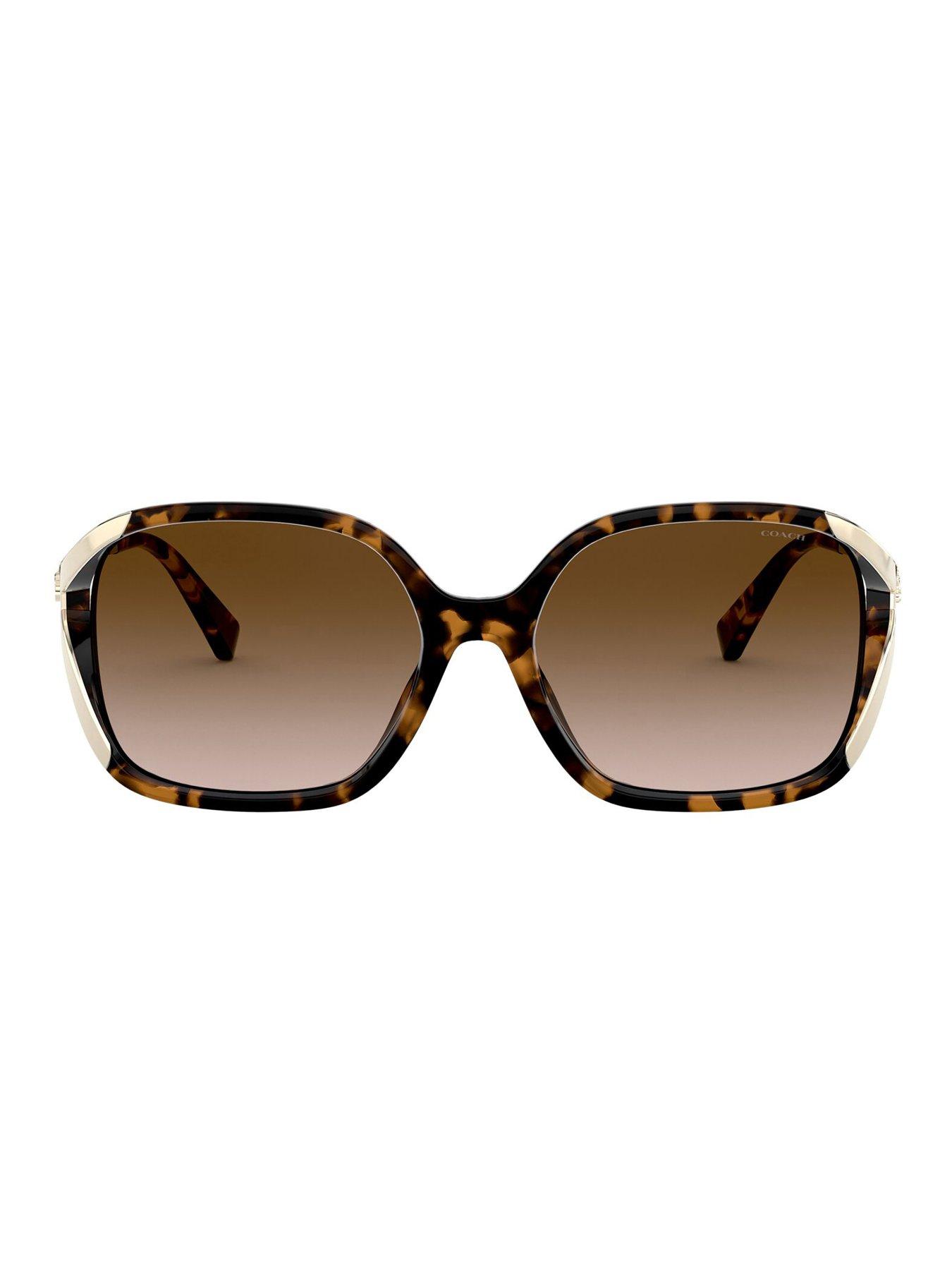 Image 2 of 4 of COACH Coach Dark Tortoise Square Sunglasses