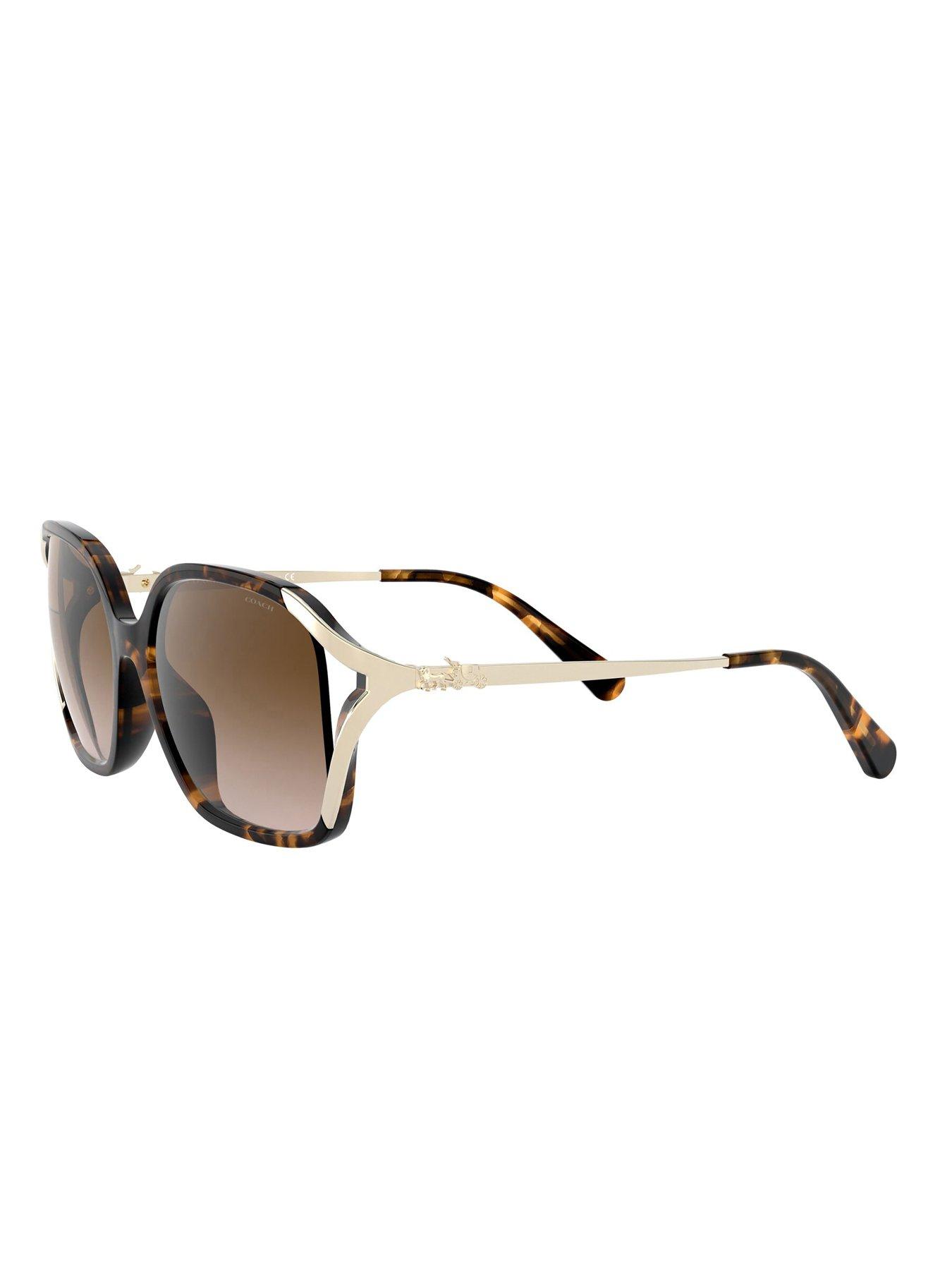 Image 4 of 4 of COACH Coach Dark Tortoise Square Sunglasses
