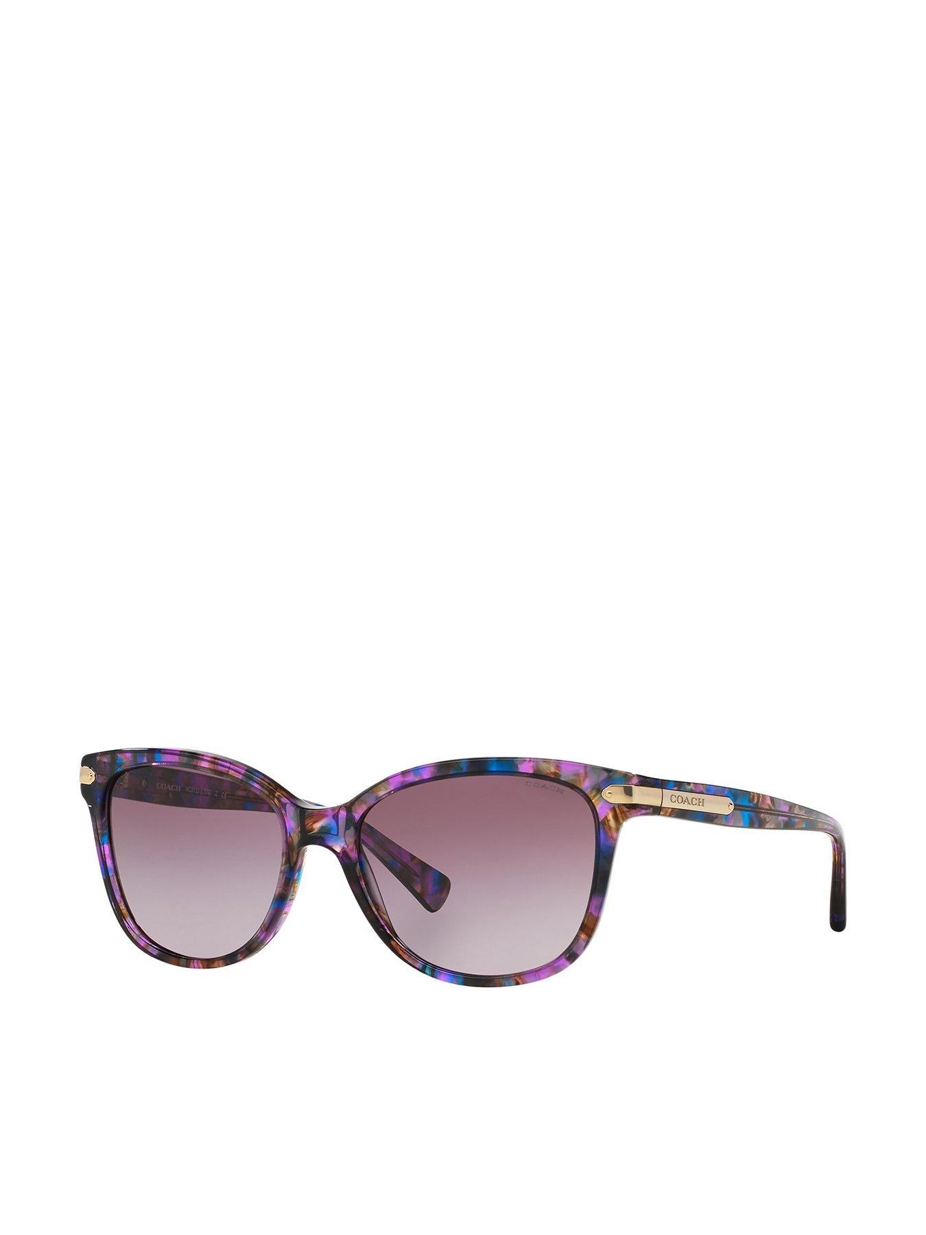 Image 1 of 4 of COACH Coach Purple Confetti Cat Eye Sunglasses