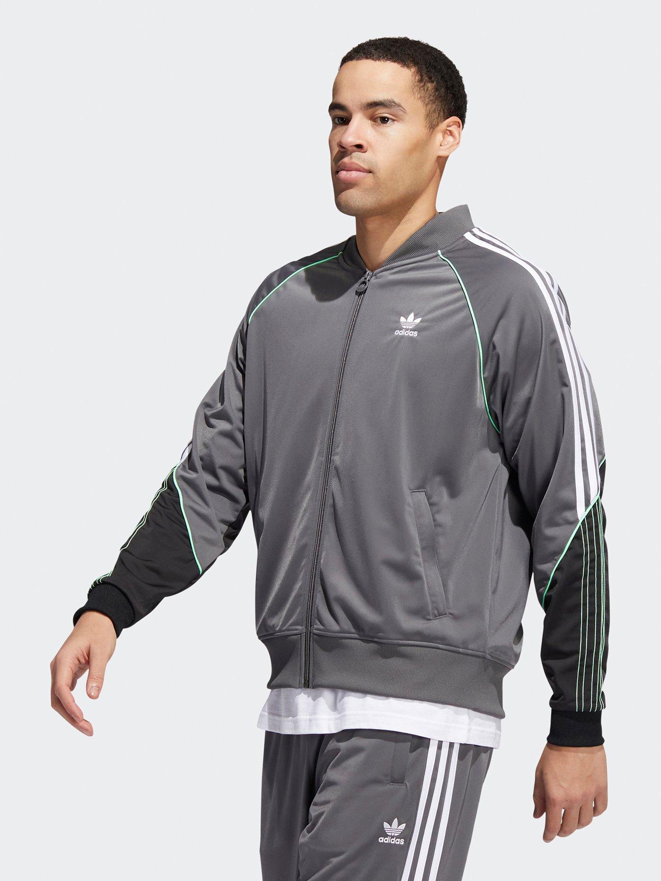 Adidas grey track top sale