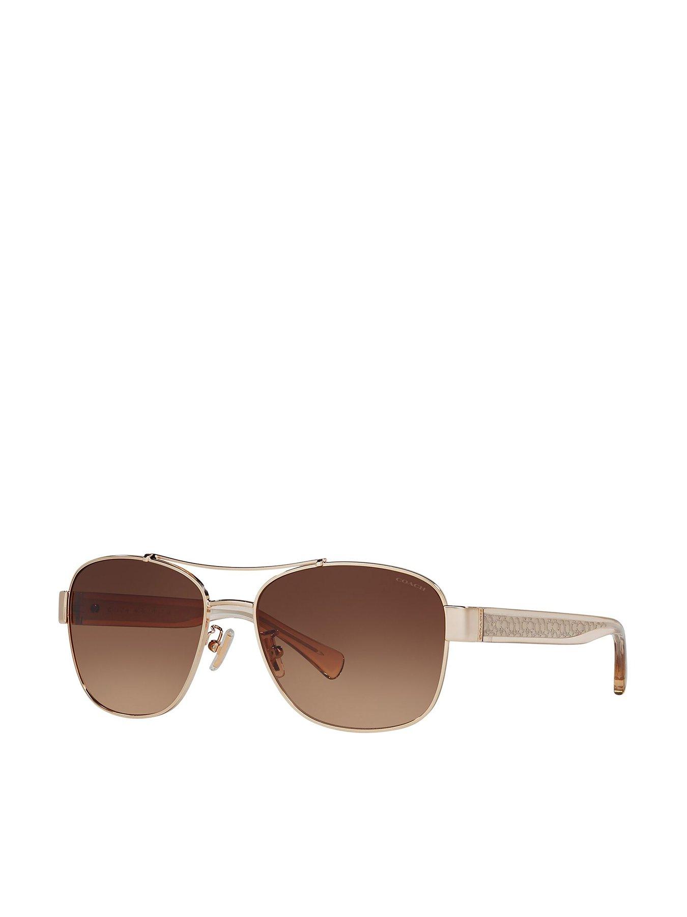 Image 1 of 4 of COACH Coach Light Gold Pilot Sunglasses