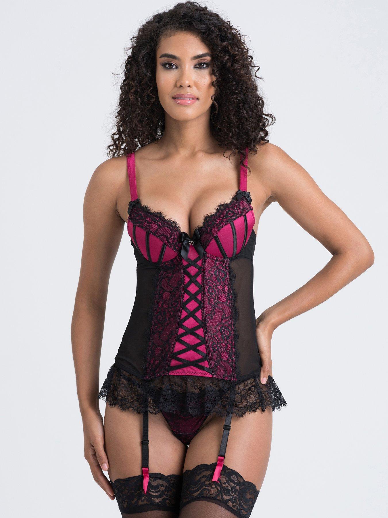 scicent Lingerie for Women Bodysuit Plus Size Basques with 4-Strap Suspender Belt and G-String Size UK 8 10 12 14 16 18 20 22 