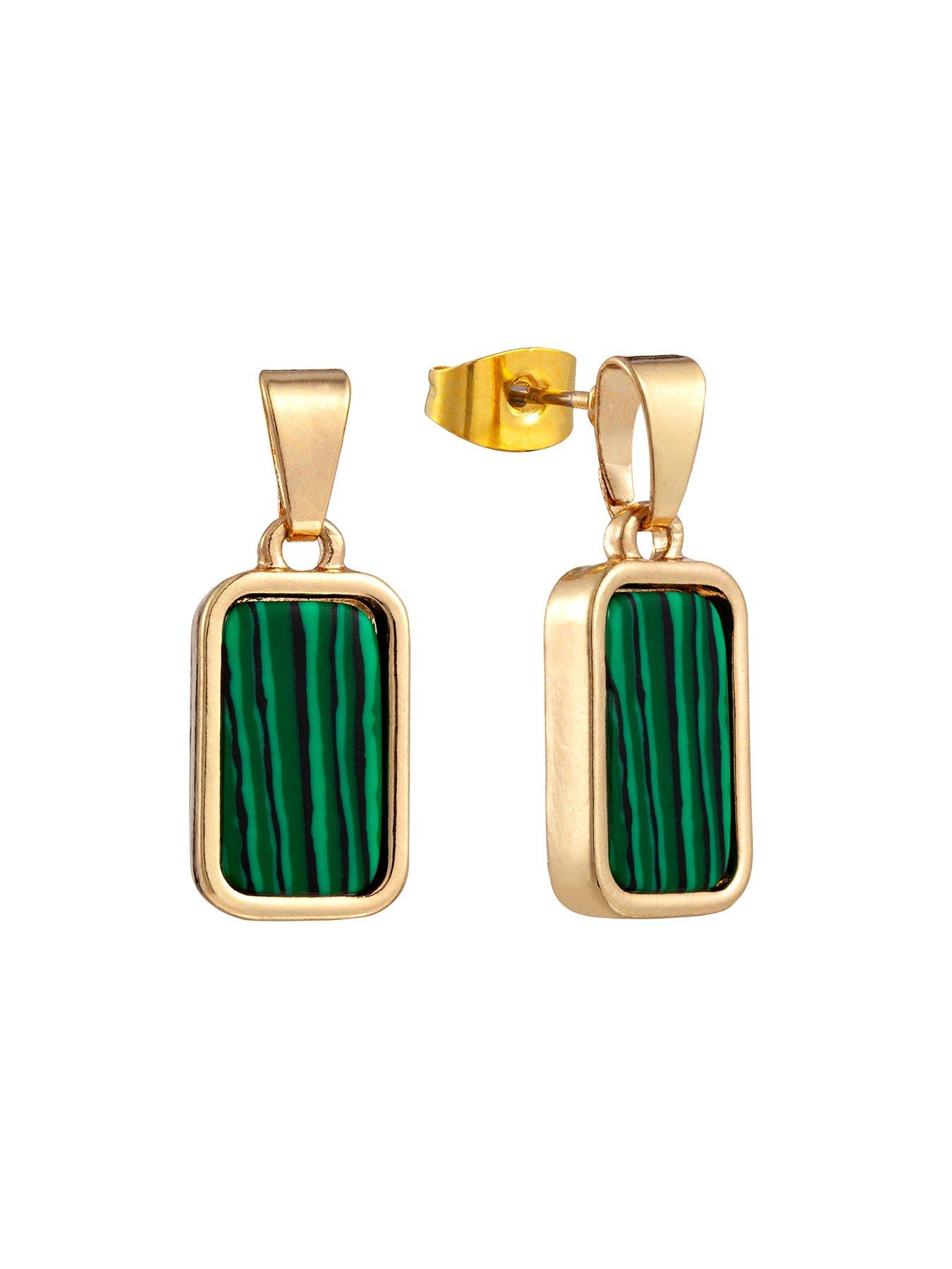 gold-plated-created-malachite-stone-drop-earringsback