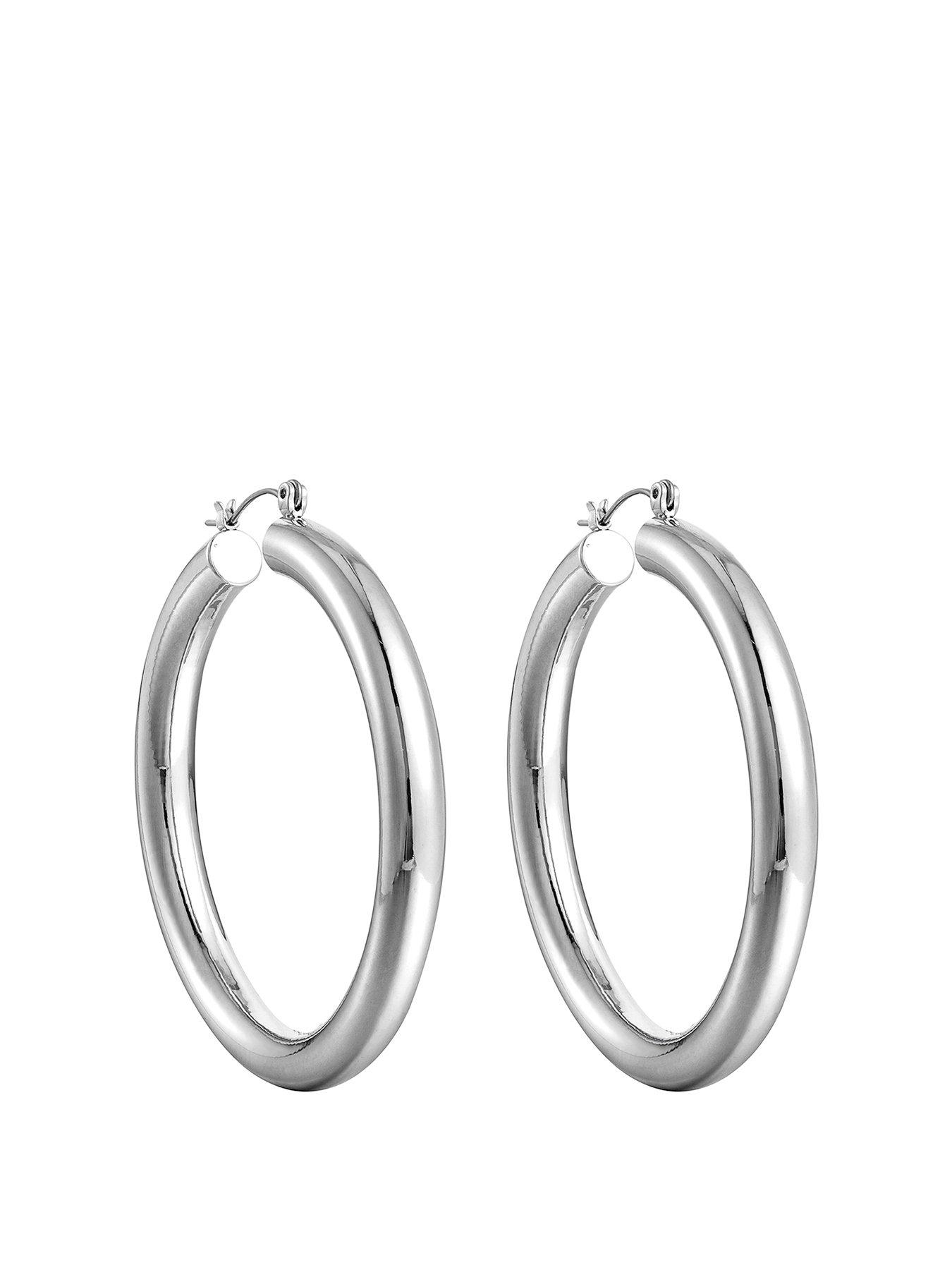 Image 1 of 3 of The Love Collection Silver Plated Large Plain Hoops