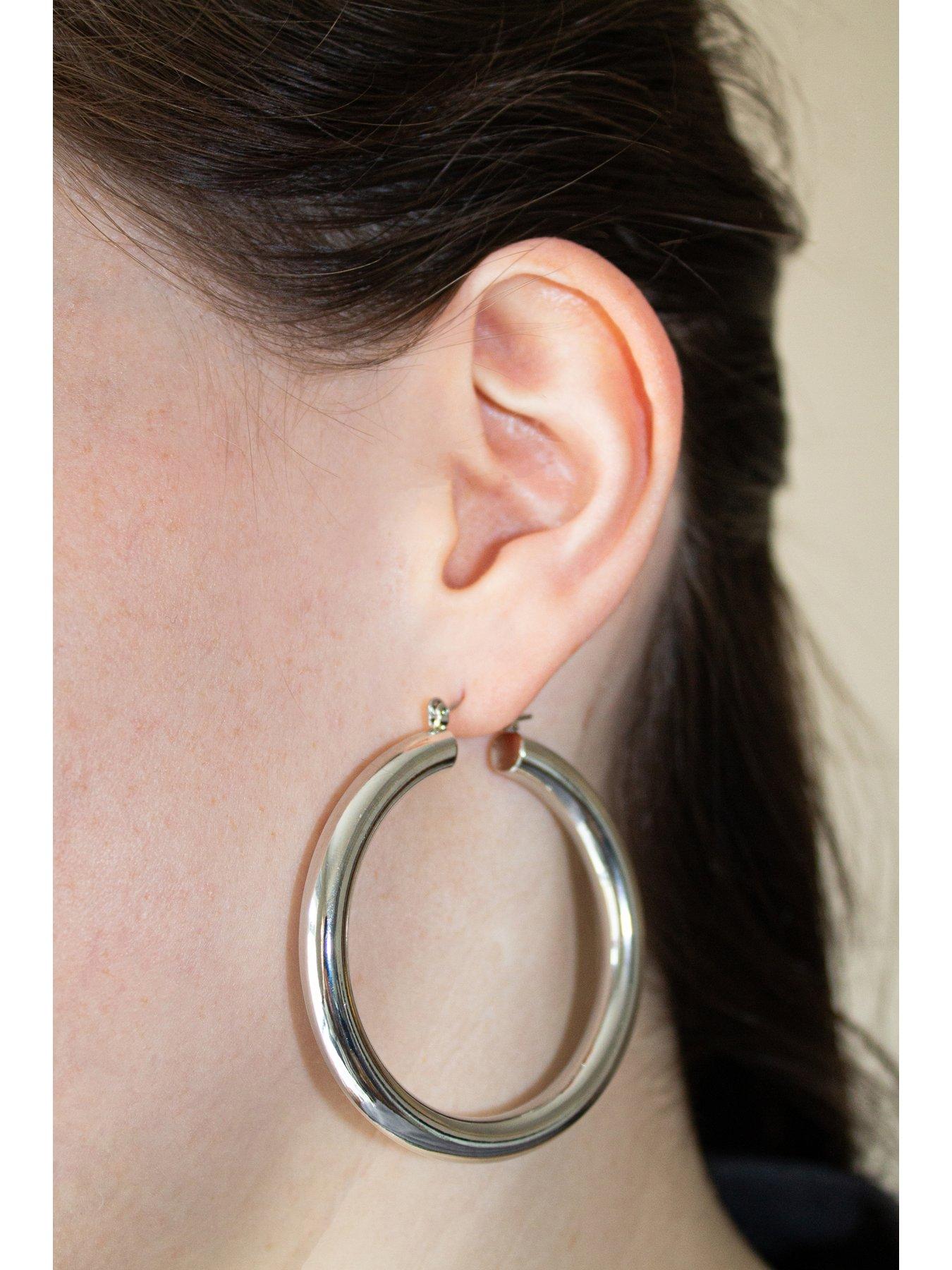 Image 2 of 3 of The Love Collection Silver Plated Large Plain Hoops