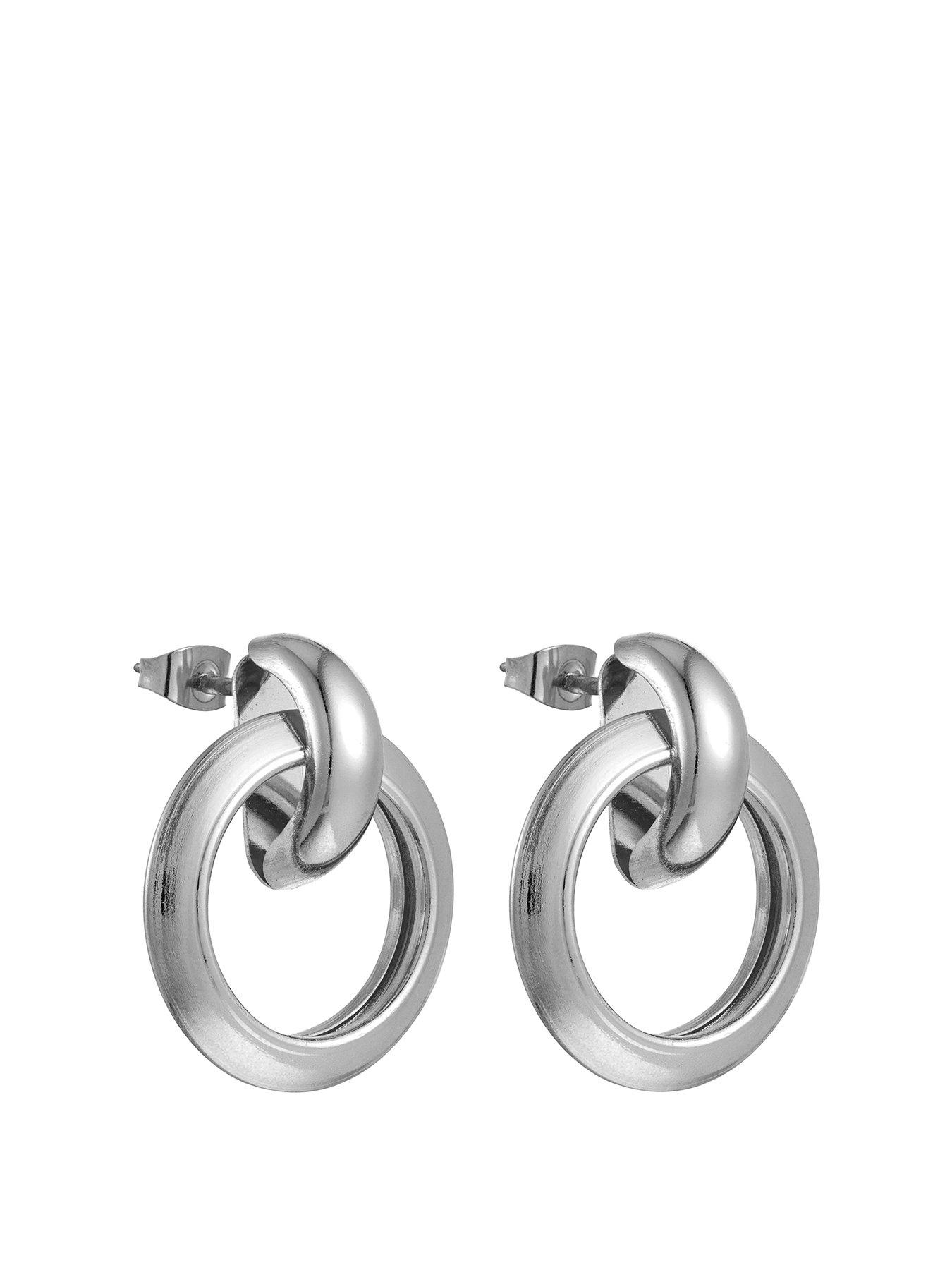 the-love-collection-silver-plated-drop-hoop-earrings