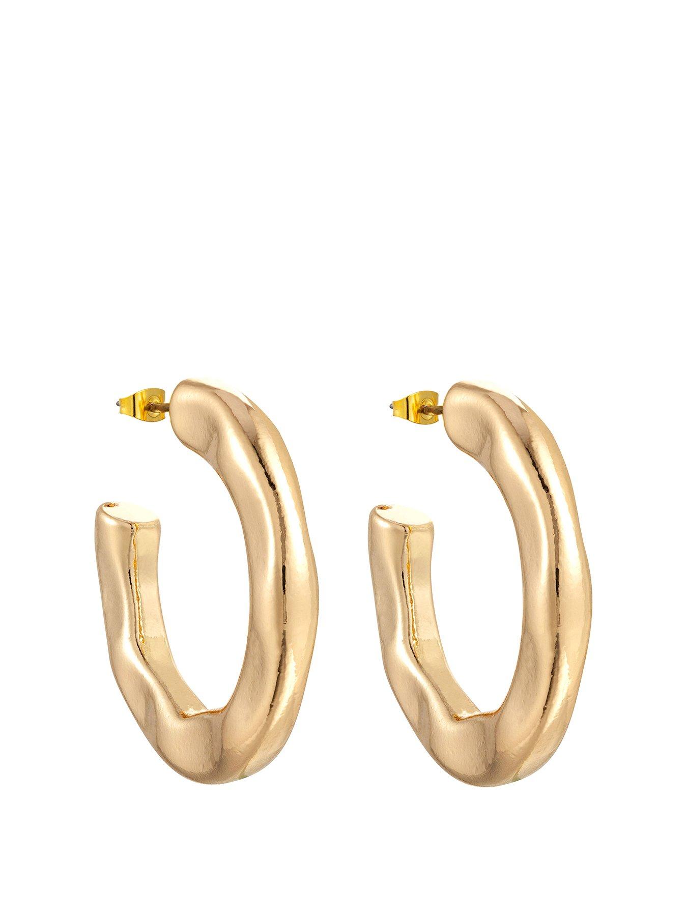 the-love-collection-gold-plated-chunky-textured-hoop-earrings